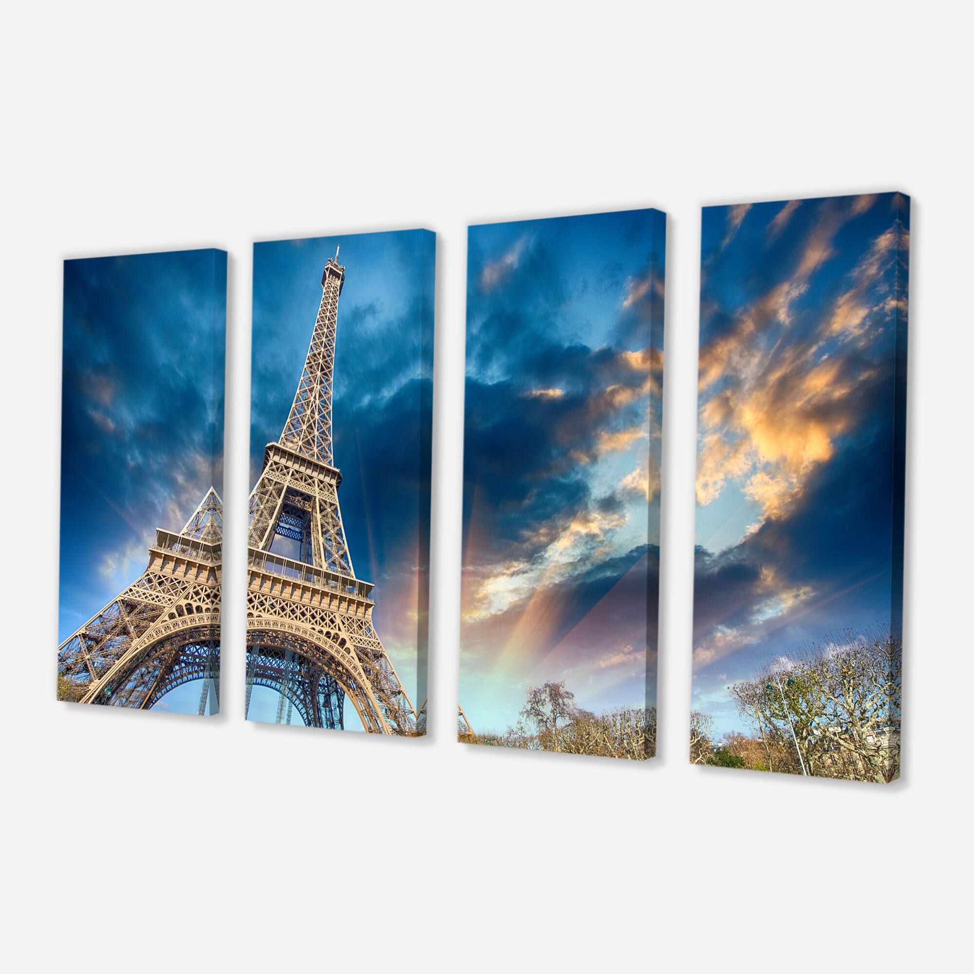 Designart - Beautiful View of Paris Paris Eiffel Towerunder Fiery Sky