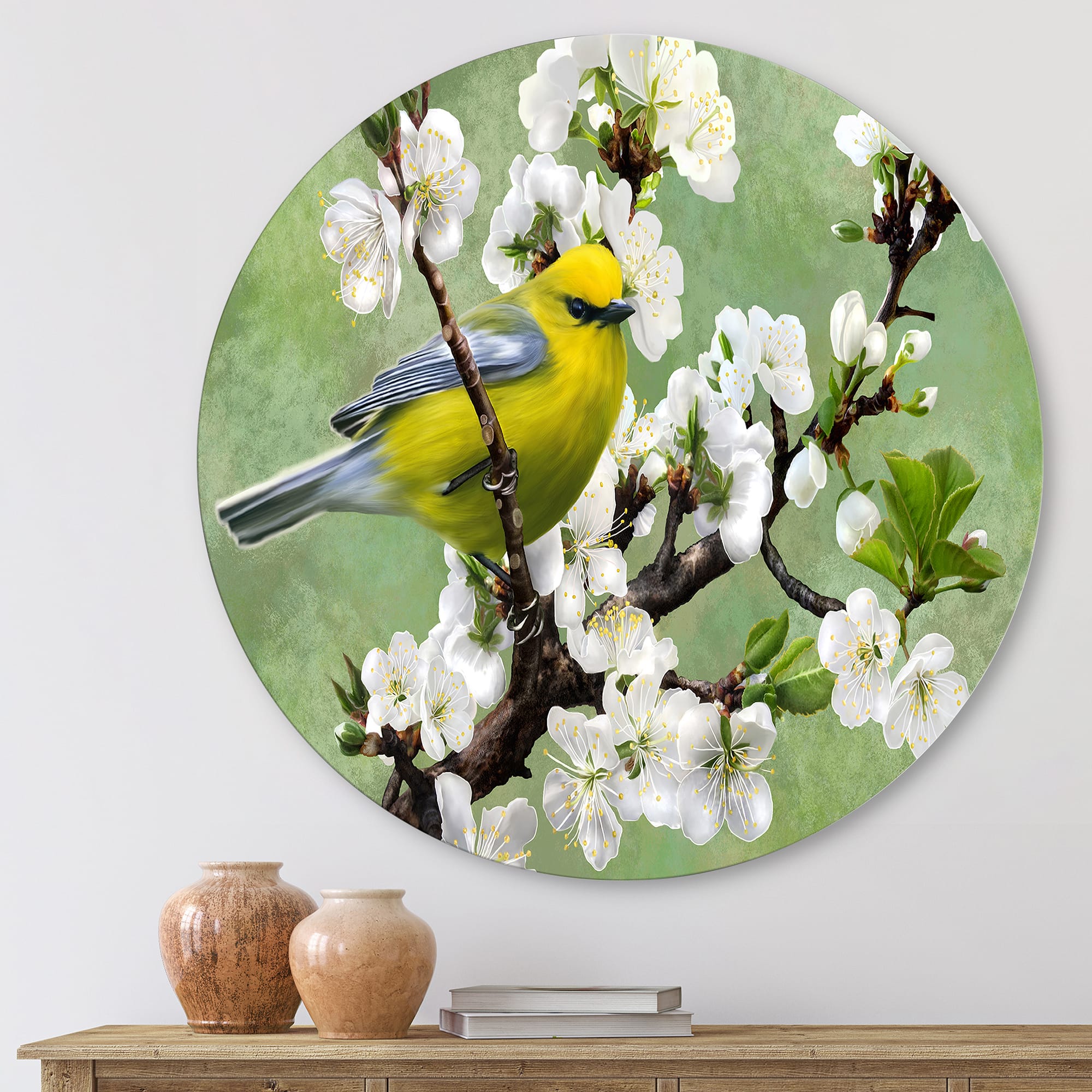 Designart - Bird On A Branch of Cherry