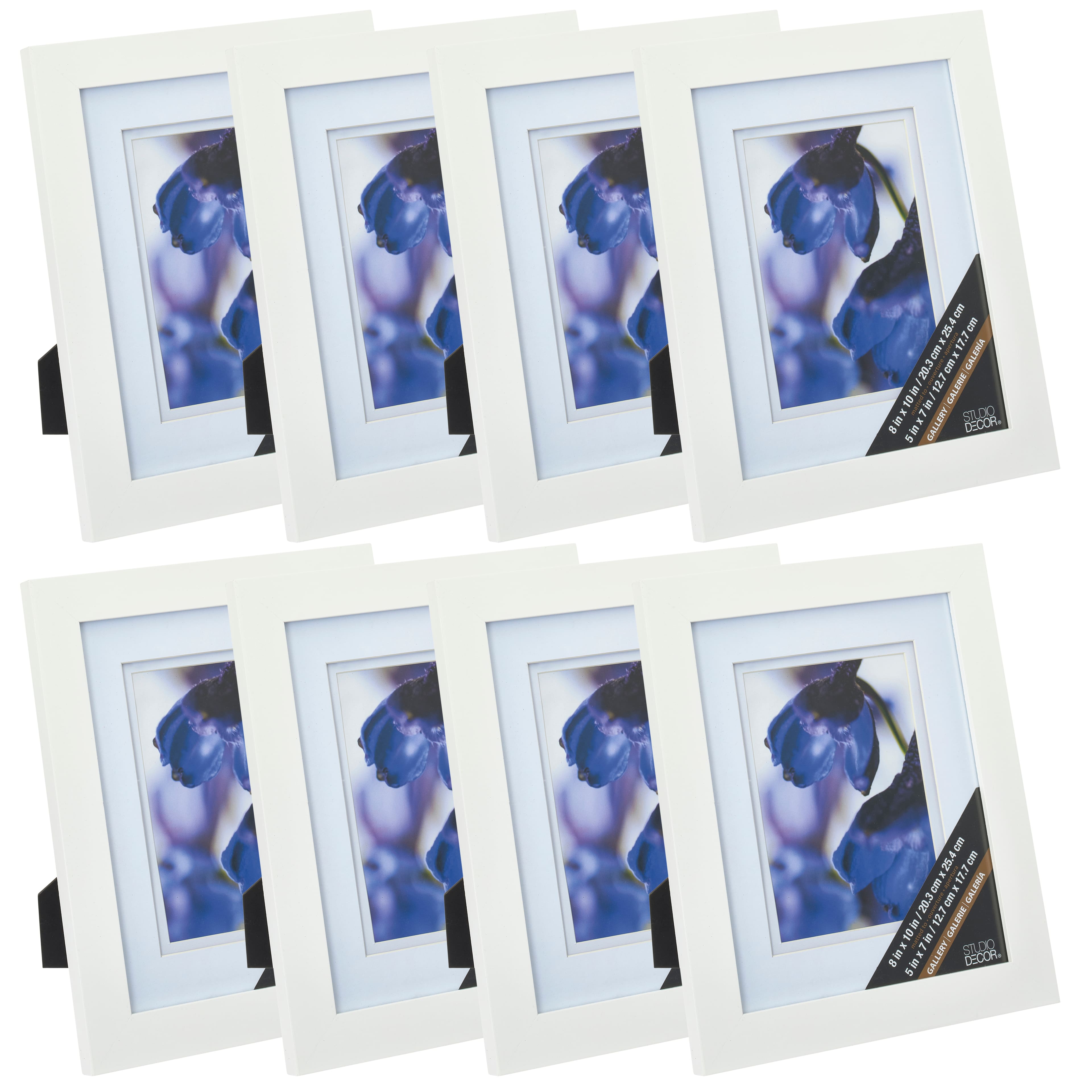 8 Pack: White 5" x 7" Gallery Frame with Double Mat, Airfloat Gallery™ by Studio Décor®
