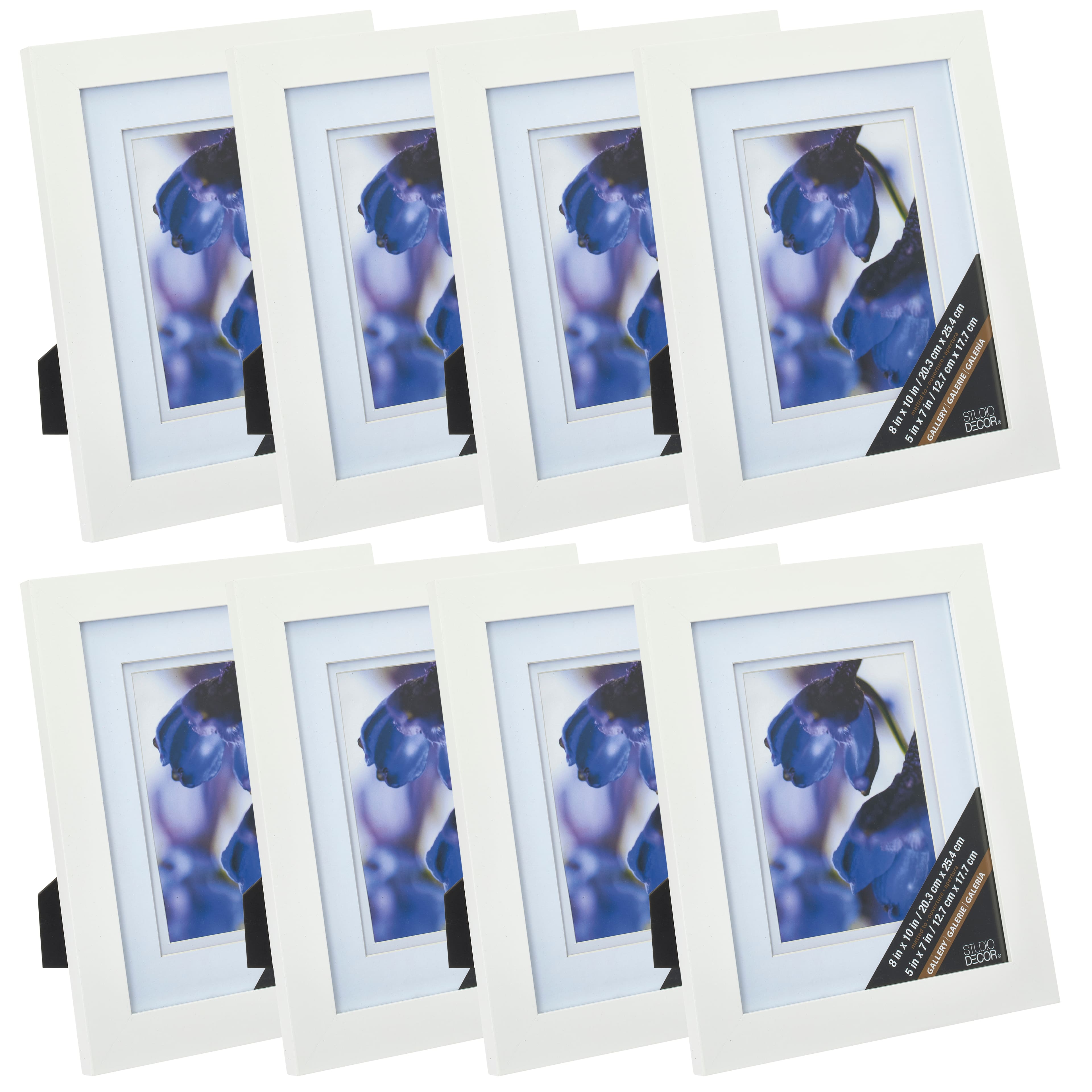 8 Pack: White  5&#x22; x 7&#x22; Gallery Frame with Double Mat, Airfloat Gallery&#x2122; by Studio D&#xE9;cor&#xAE;