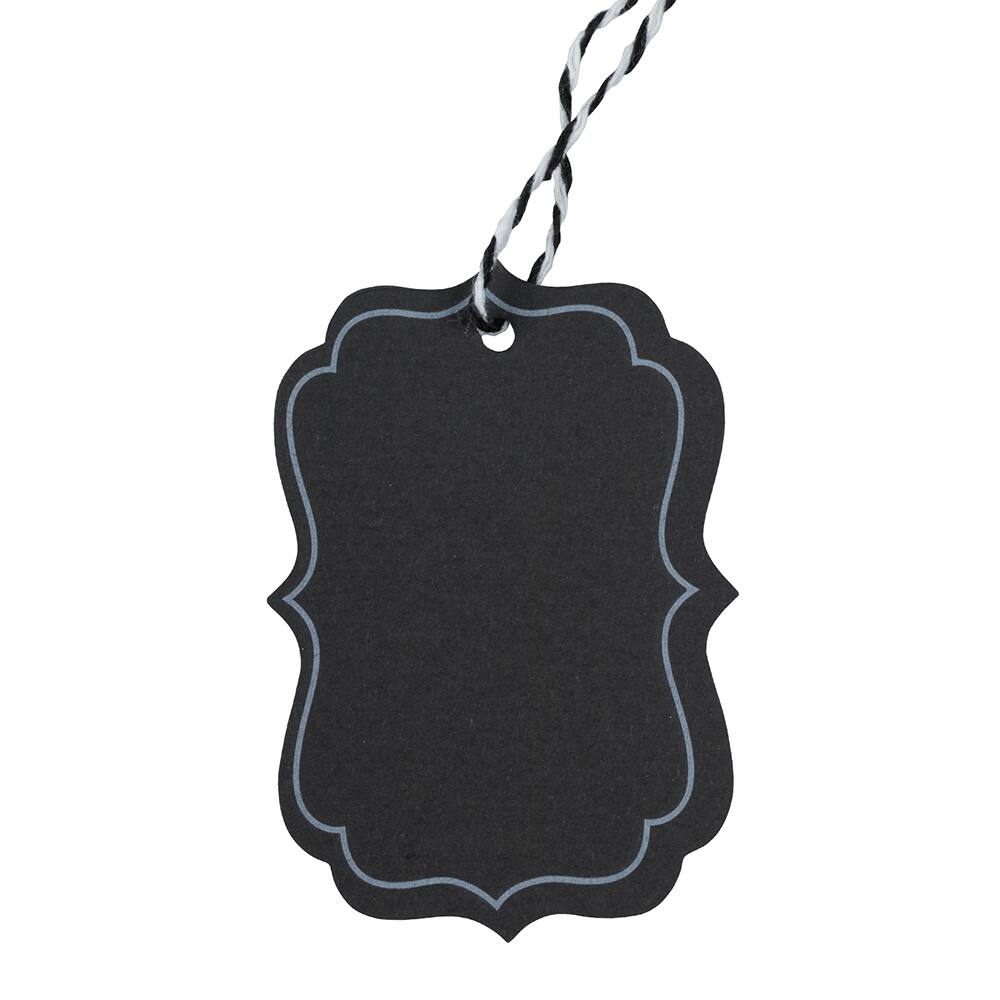 JAM Paper Black Recycled Kraft Premium Gift Tags with Twine String & Border, 25ct. Gift Tags