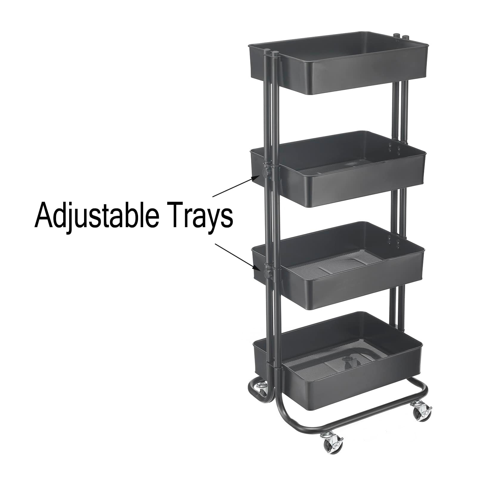 Black Lexington 4-Tier Rolling Cart by Simply Tidy™