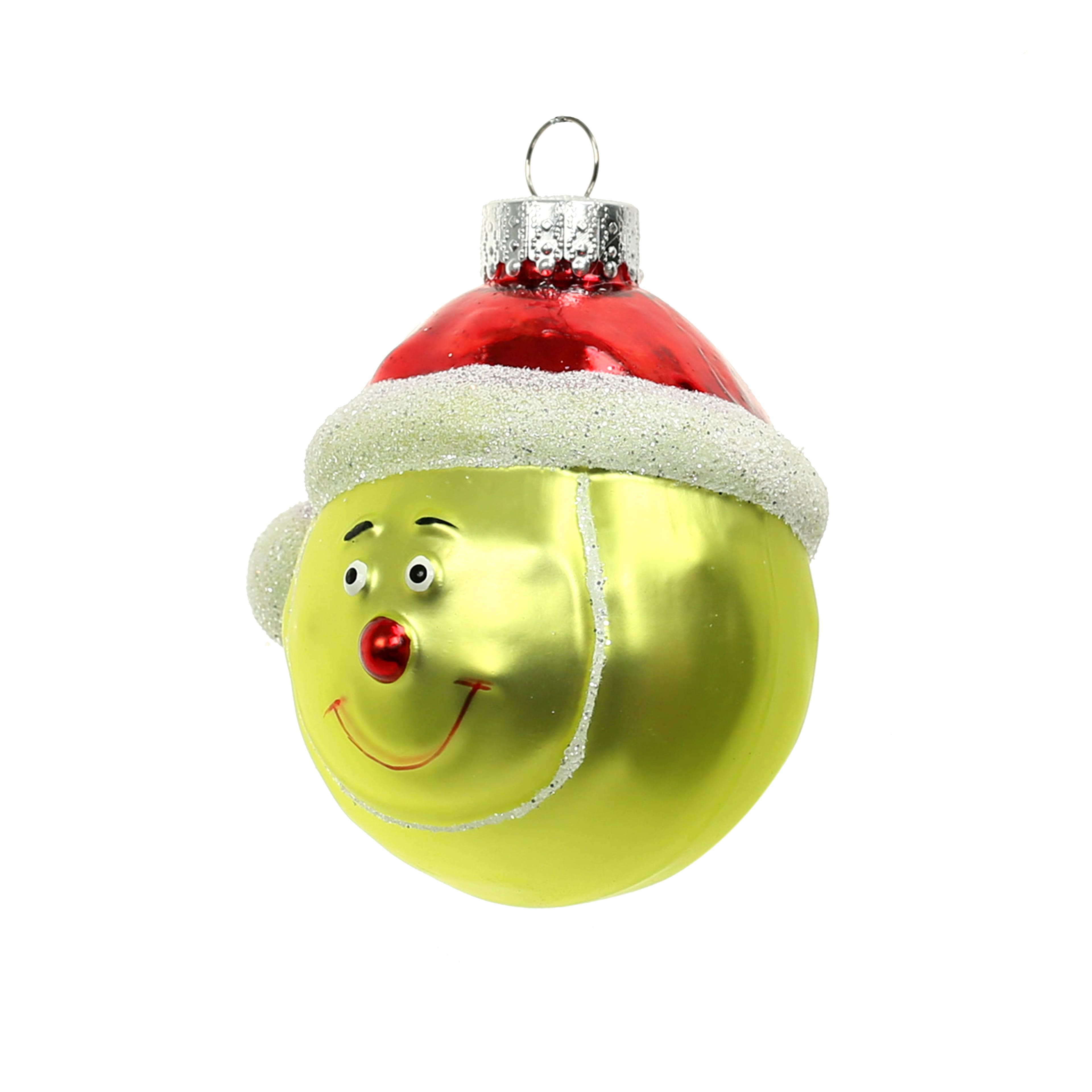 3&#x22; Yellow Tennis Ball in Santa Hat Glass Ornament by Ashland&#xAE;