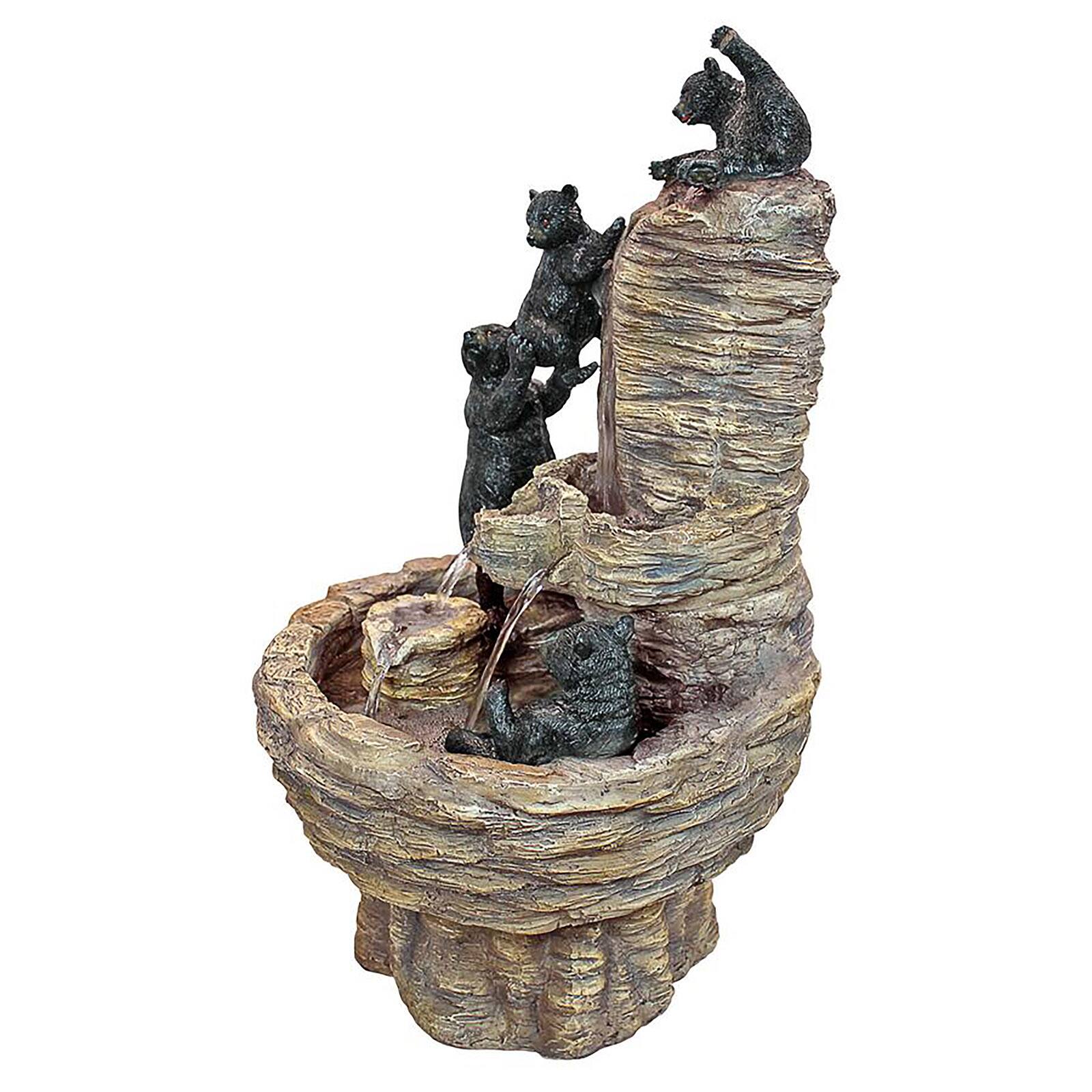 27&#x22; Rocky Mountain Splash Black Bears Garden Fountain