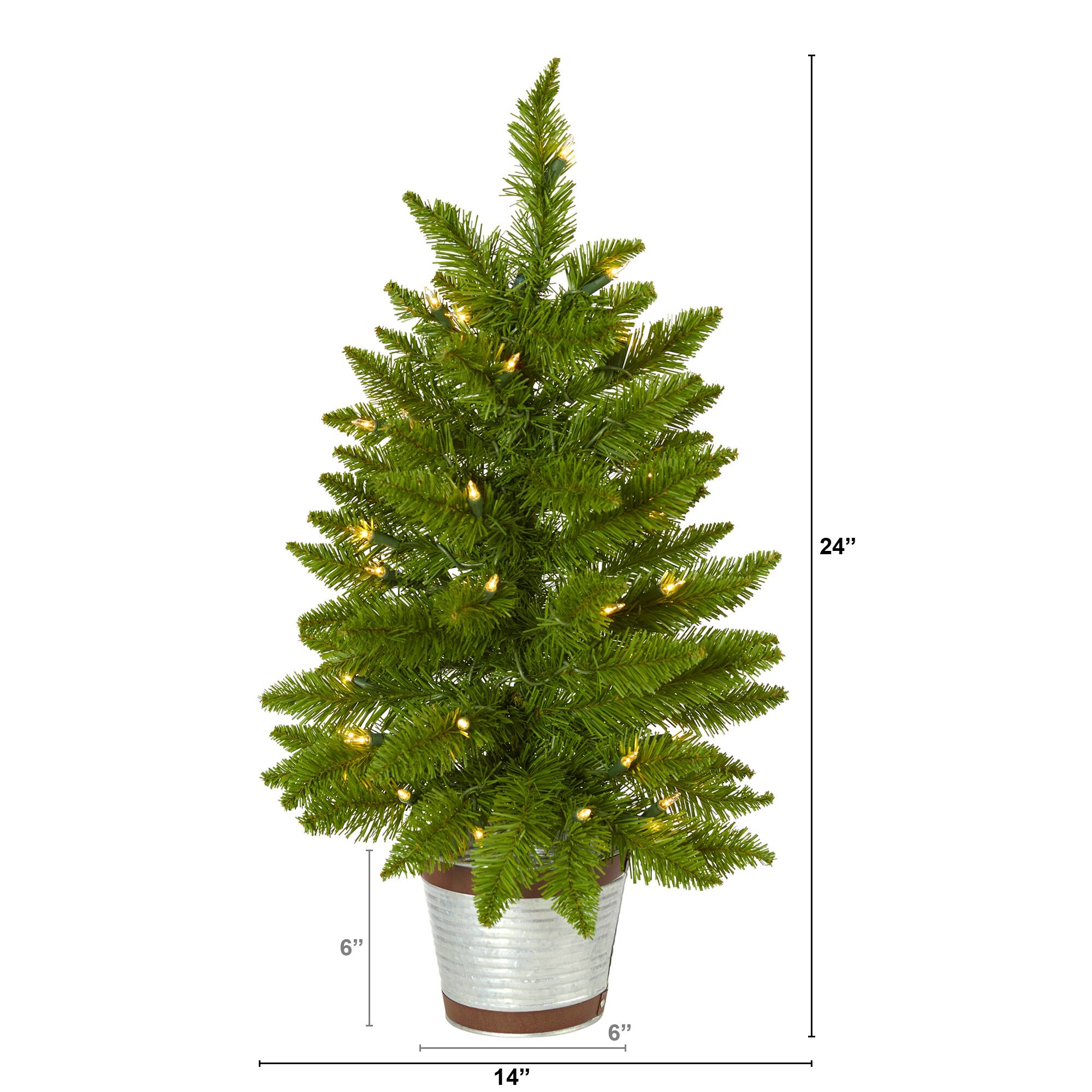 2ft. Providence Pine Artificial Christmas Tree with Warm White Lights ...