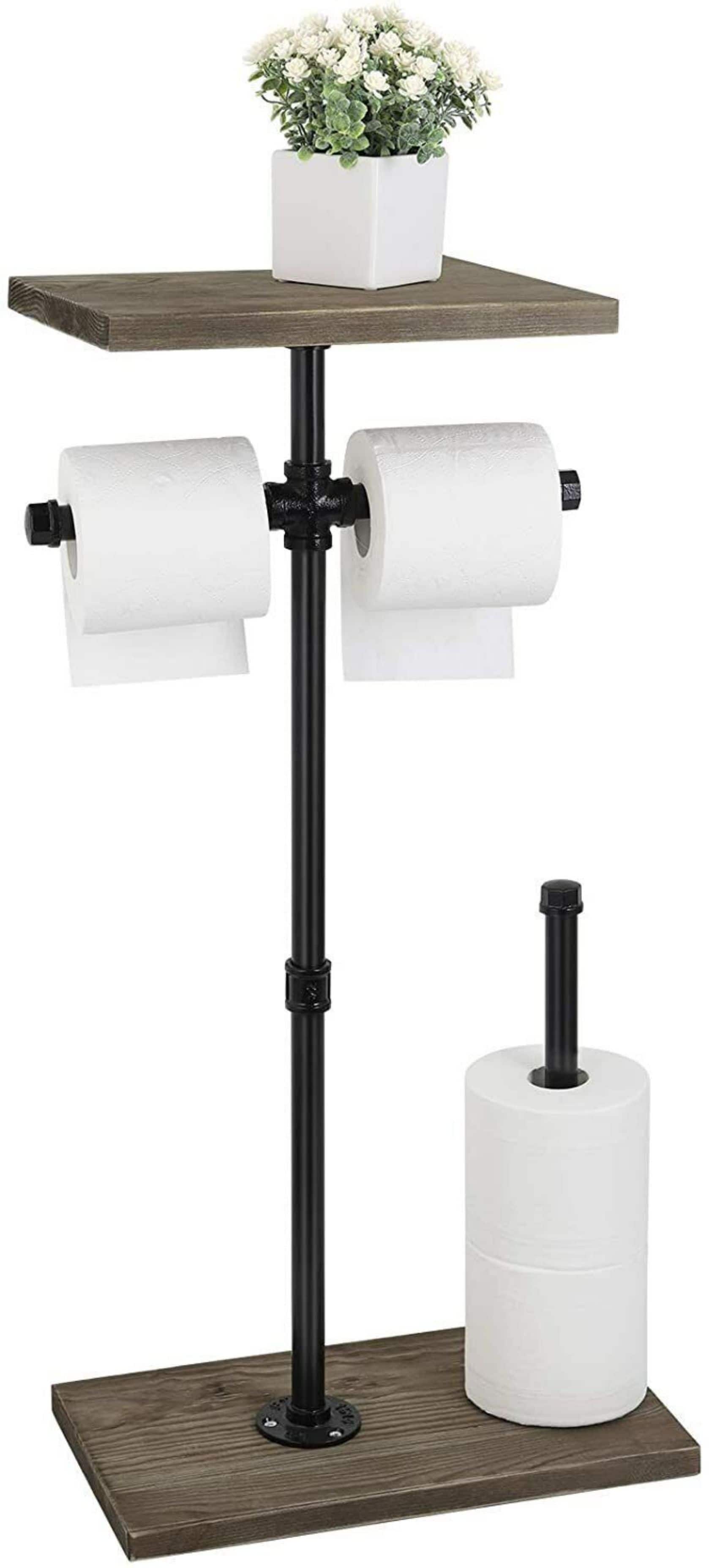 Industrial Toilet Paper Holder With Shelf Steampunk Bathroom
