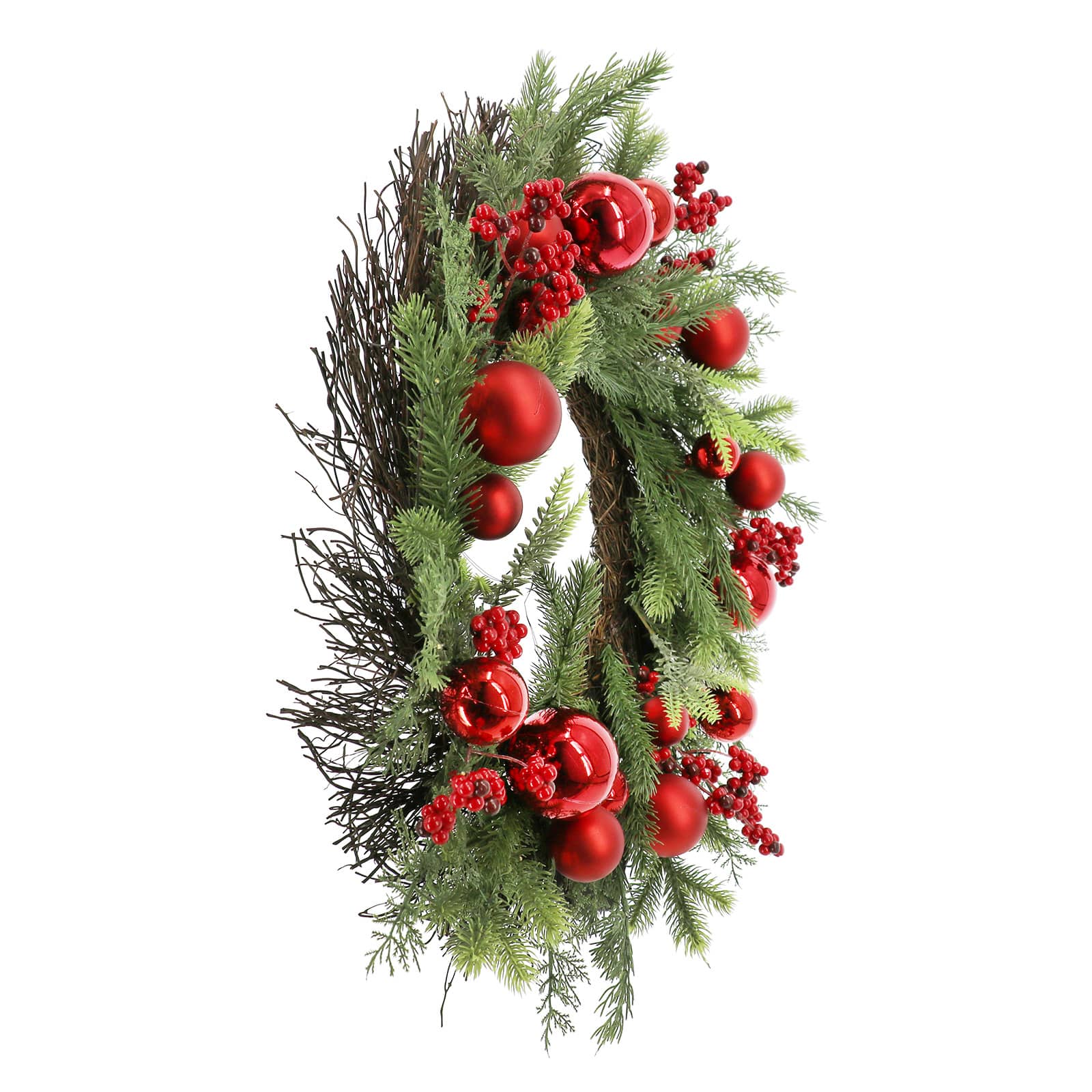 24&#x22; Pre-Lit Red Ornament &#x26; Berry Wreath by Ashland&#xAE;