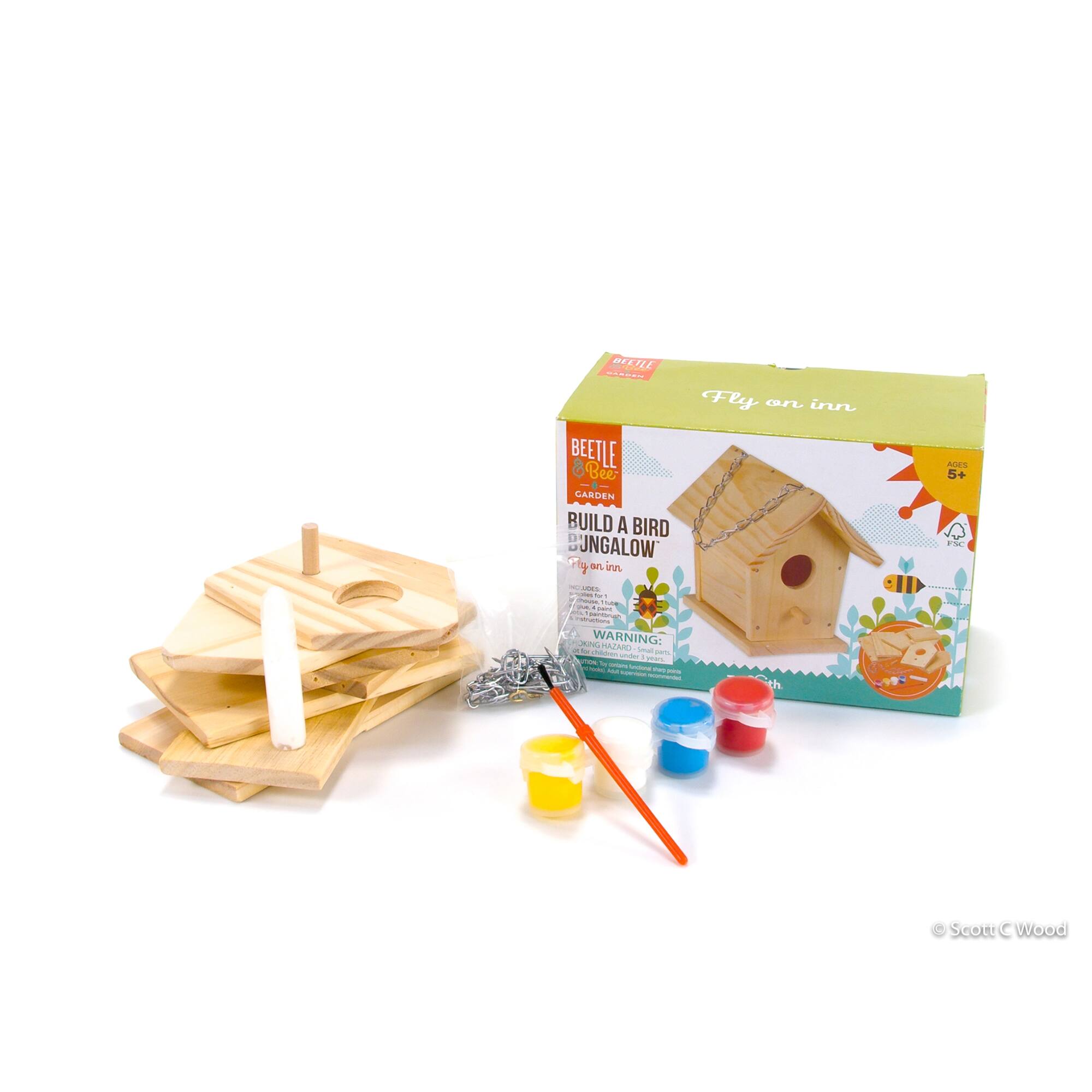 Toysmith Beetle &#x26; Bee Build a Bird Bungalow&#x2122; DIY Birdhouse Activity Kit