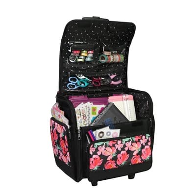 Everything Mary Black Quilted Deluxe Rolling Papercraft Craft Case