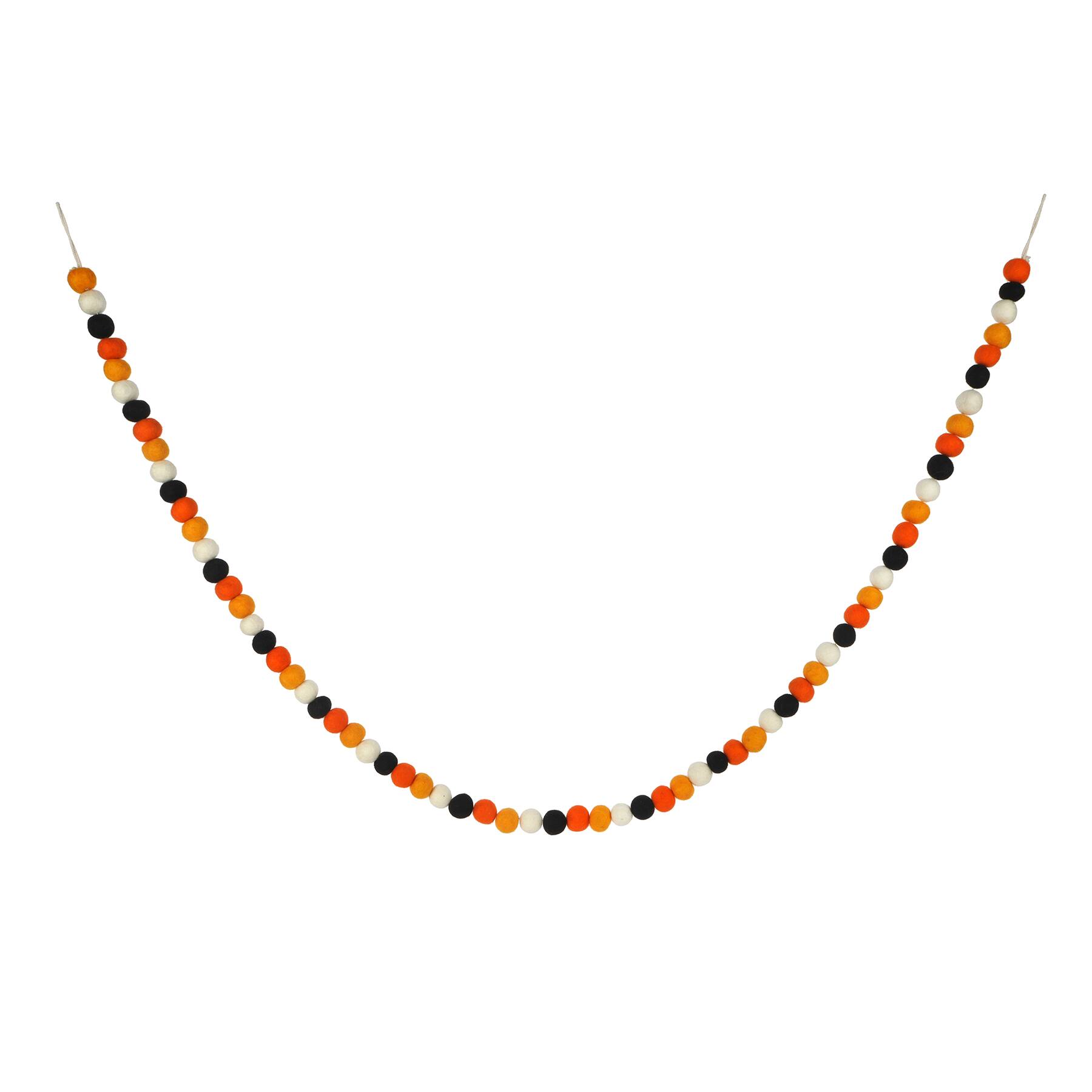 6ft. Orange, Black &#x26; White Felt Pom Pom Garland by Ashland&#xAE;