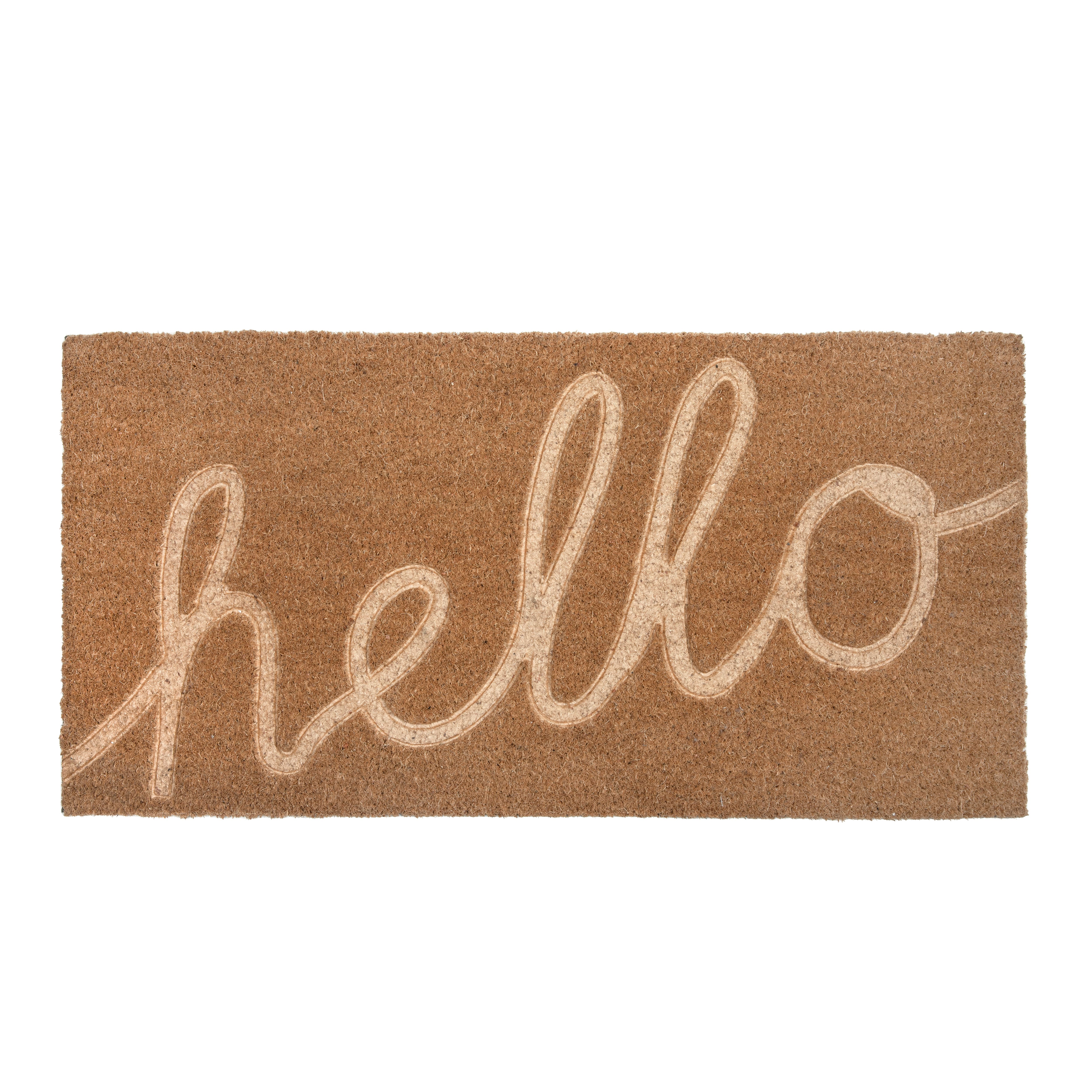 Hello Honey® Nautral Hello Engraved Coir Doormat