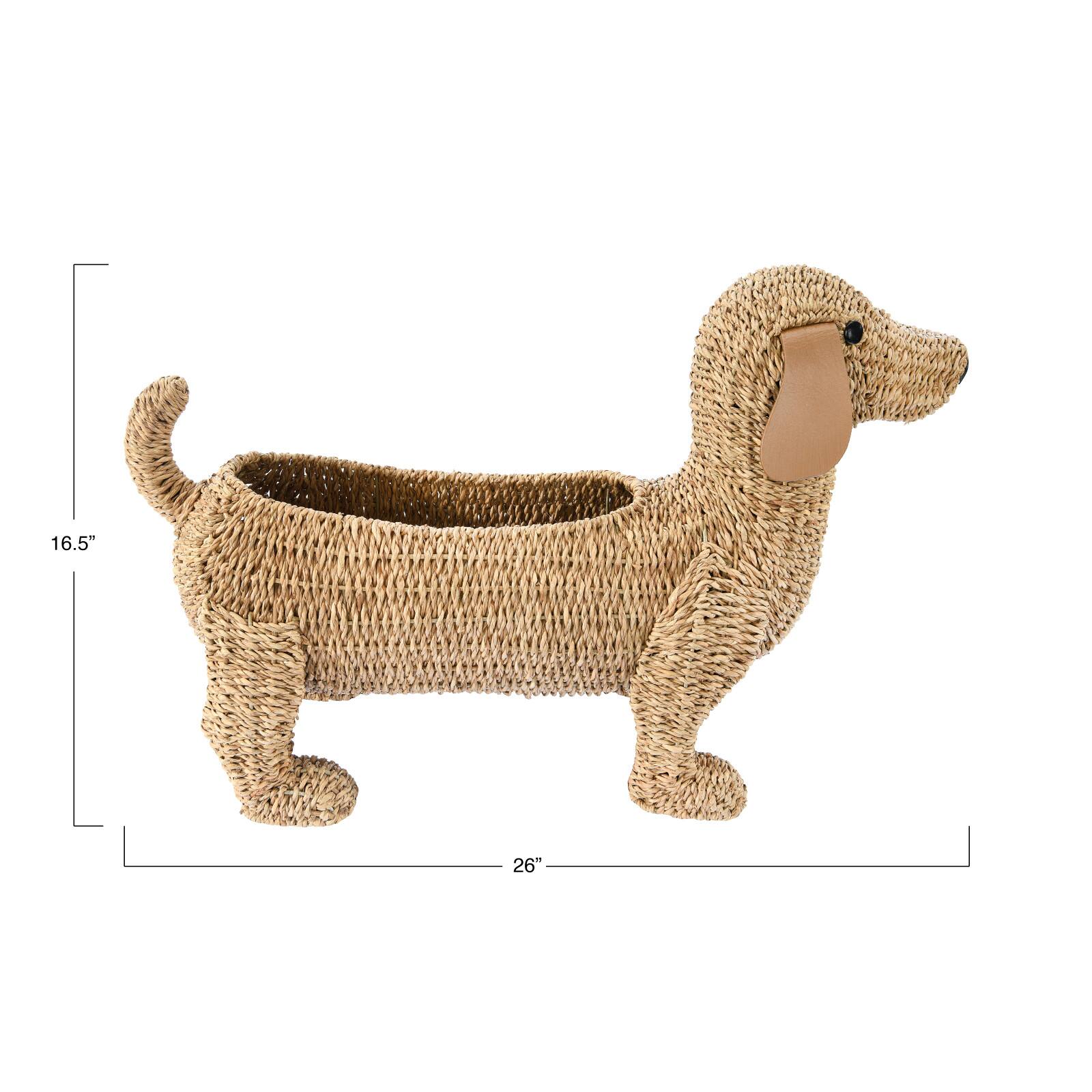 26" Handwoven Bankuan DogShaped Basket with Leather Ears Michaels