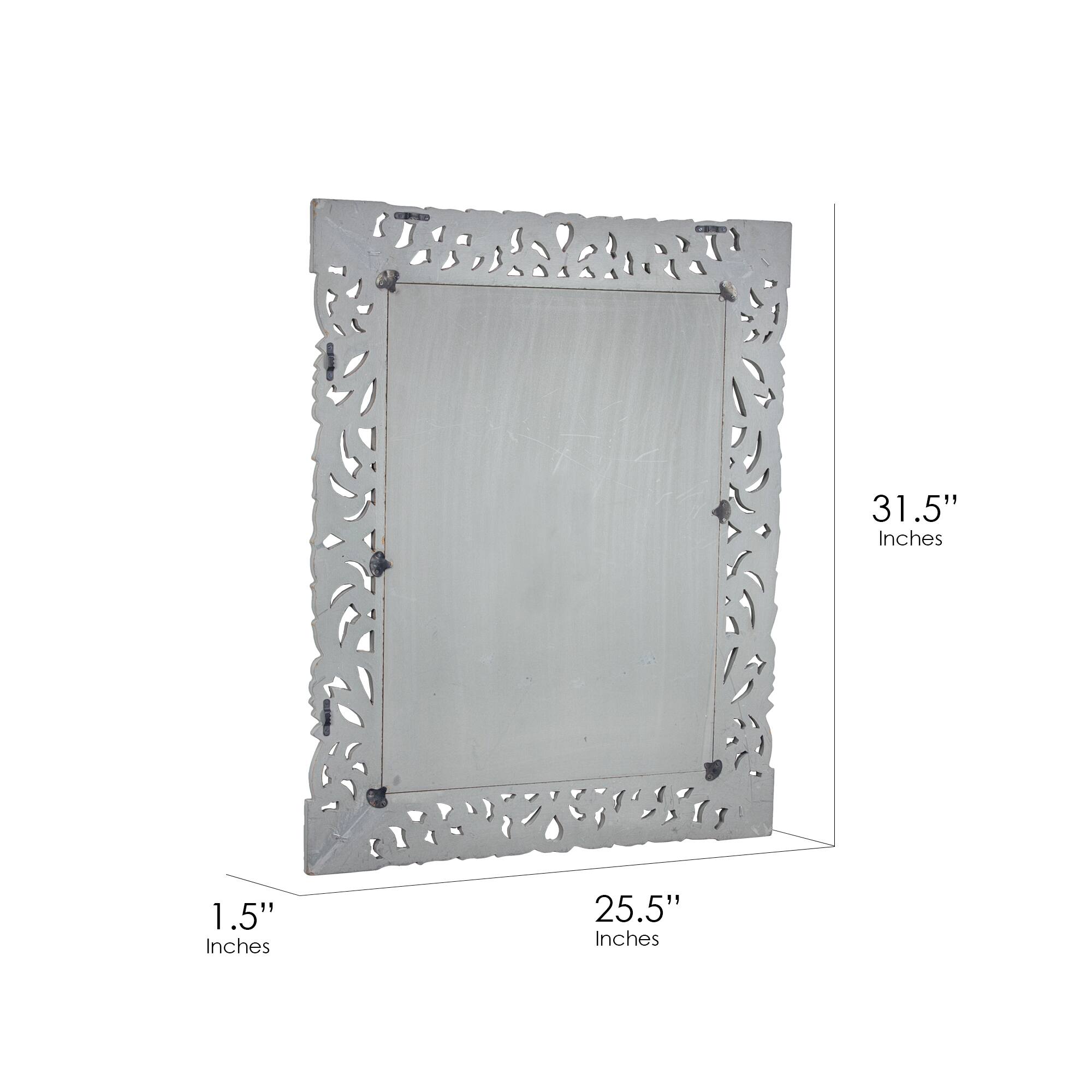 American Art D&#xE9;cor&#x2122; 31.5&#x22; Gray Hand-Carved Wood Medallion Accent Wall Mirror
