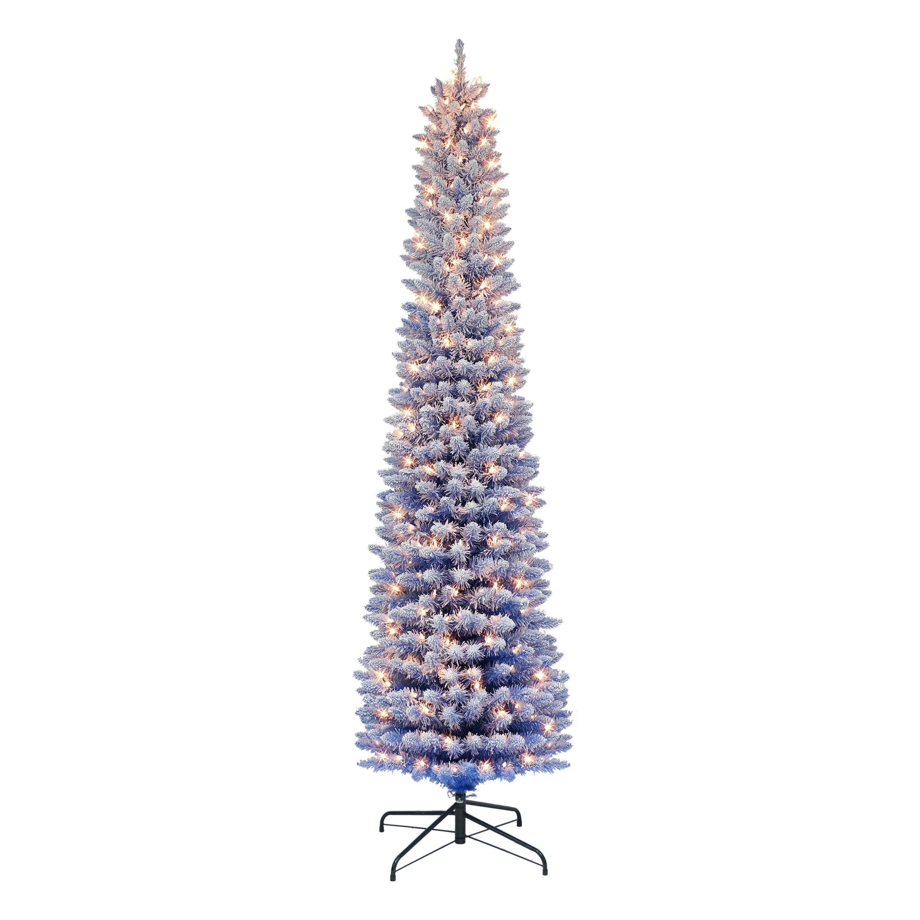 7.5ft. Pre-Lit Flocked Blue Artificial Christmas Tree, Clear Lights