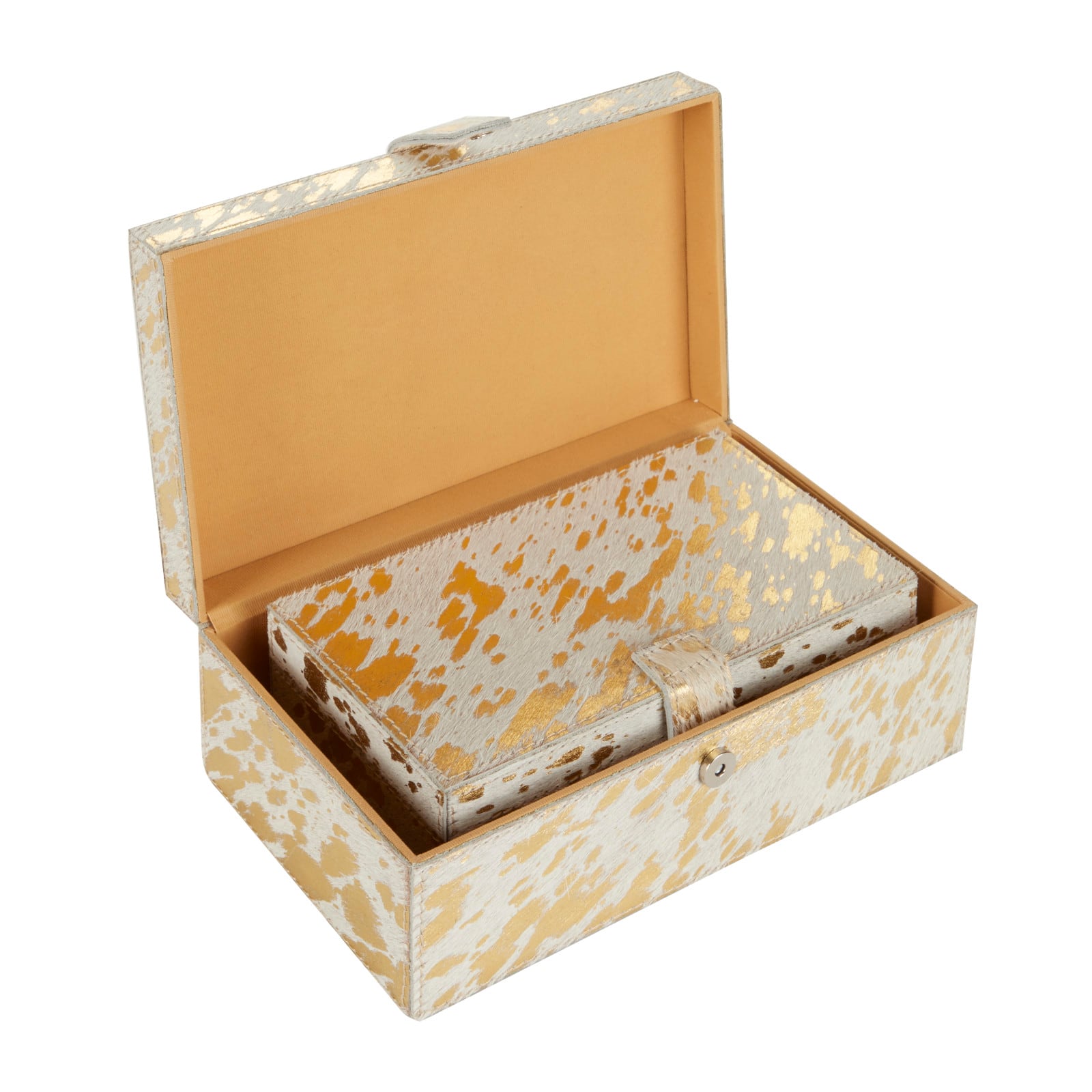 White &#x26; Gold Leather Rustic Box Set