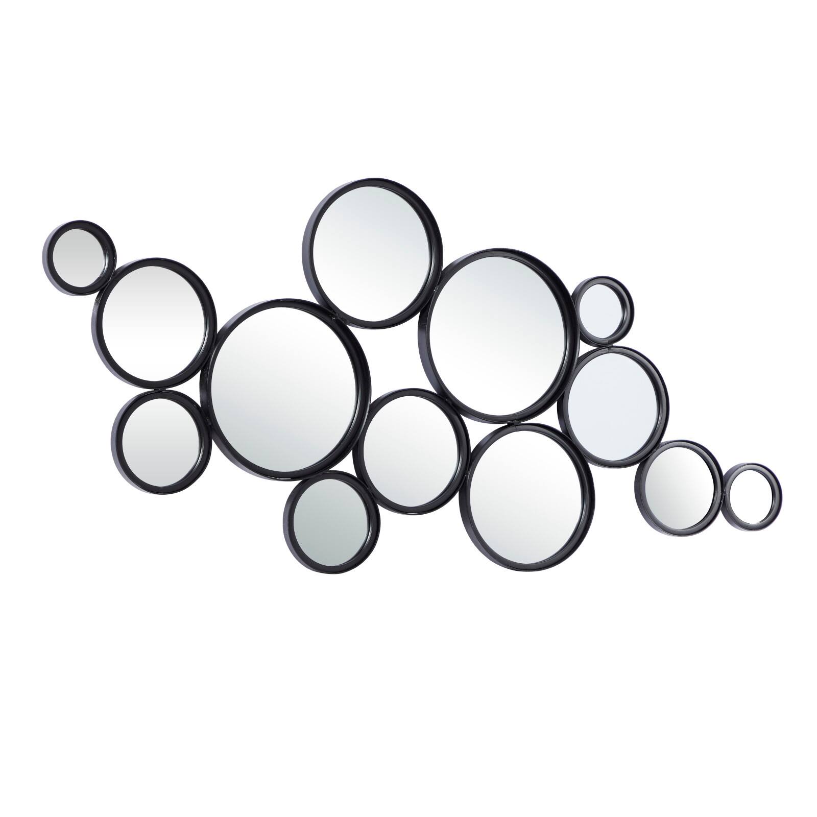 52&#x22; Black Contemporary Metal Wall Mirror Cluster