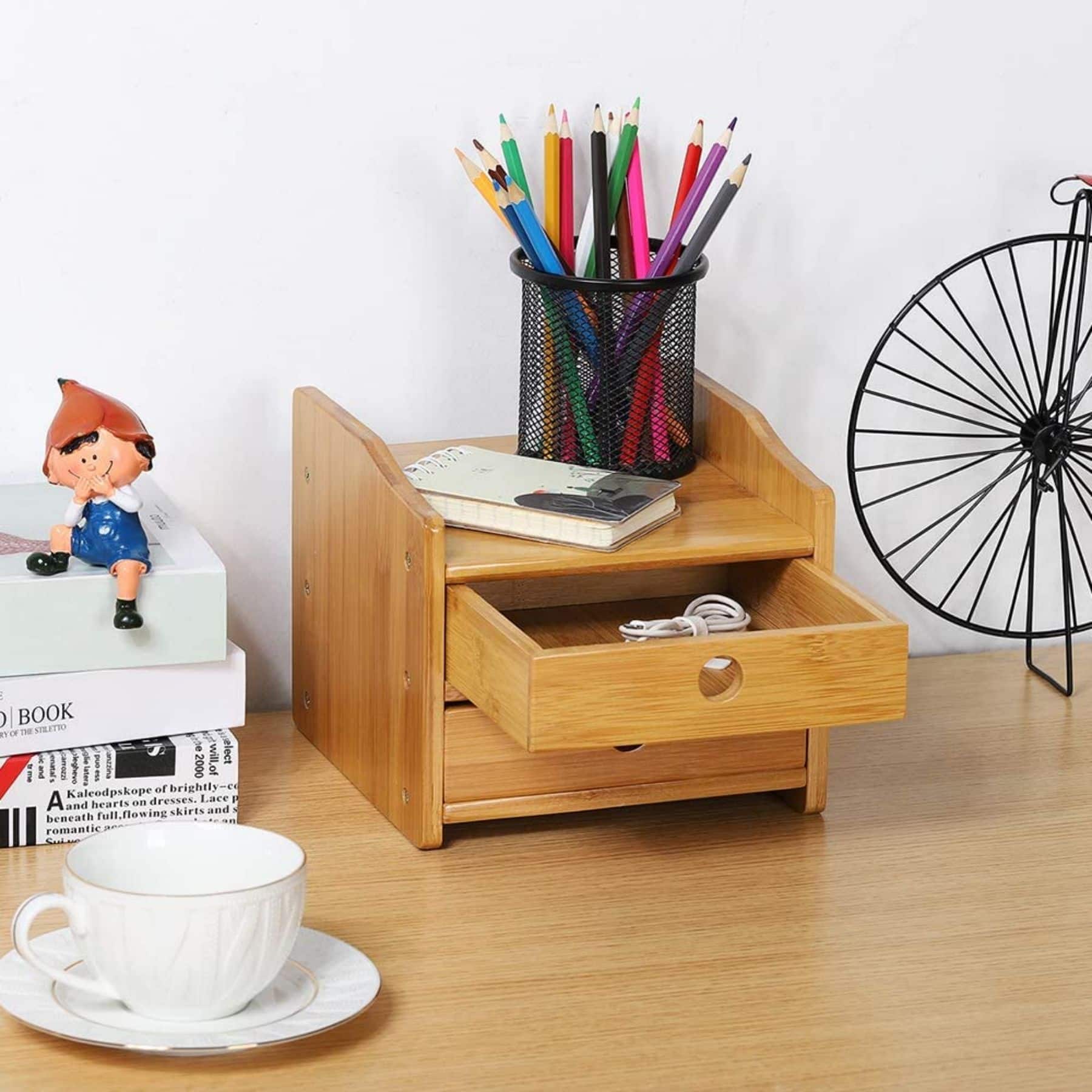 NEX™ Bamboo Countertop Storage Shelf with 2 Drawers