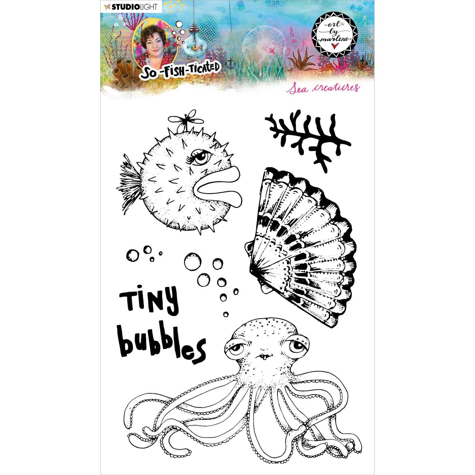 Art by Marlene So-Fish-Ticated Sea Creatures Clear Stamps