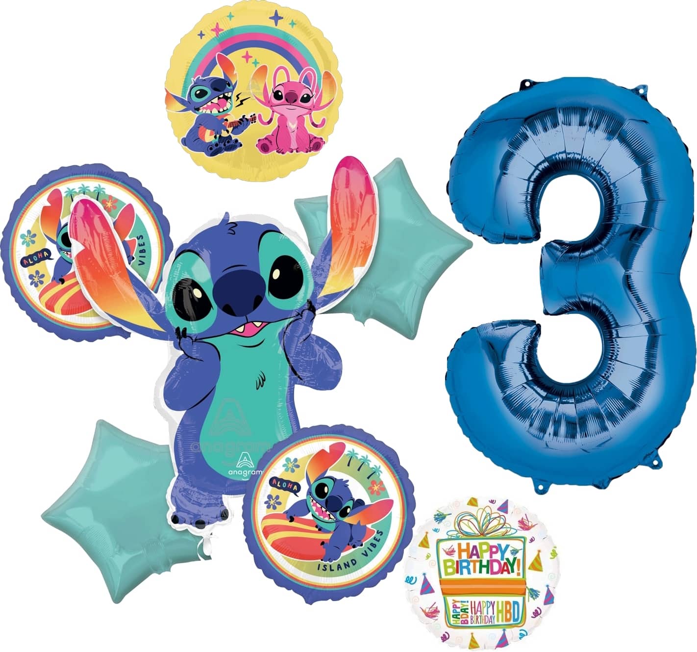 Lilo & Stitch Birthday 8-Piece Foil Balloon Bouquet