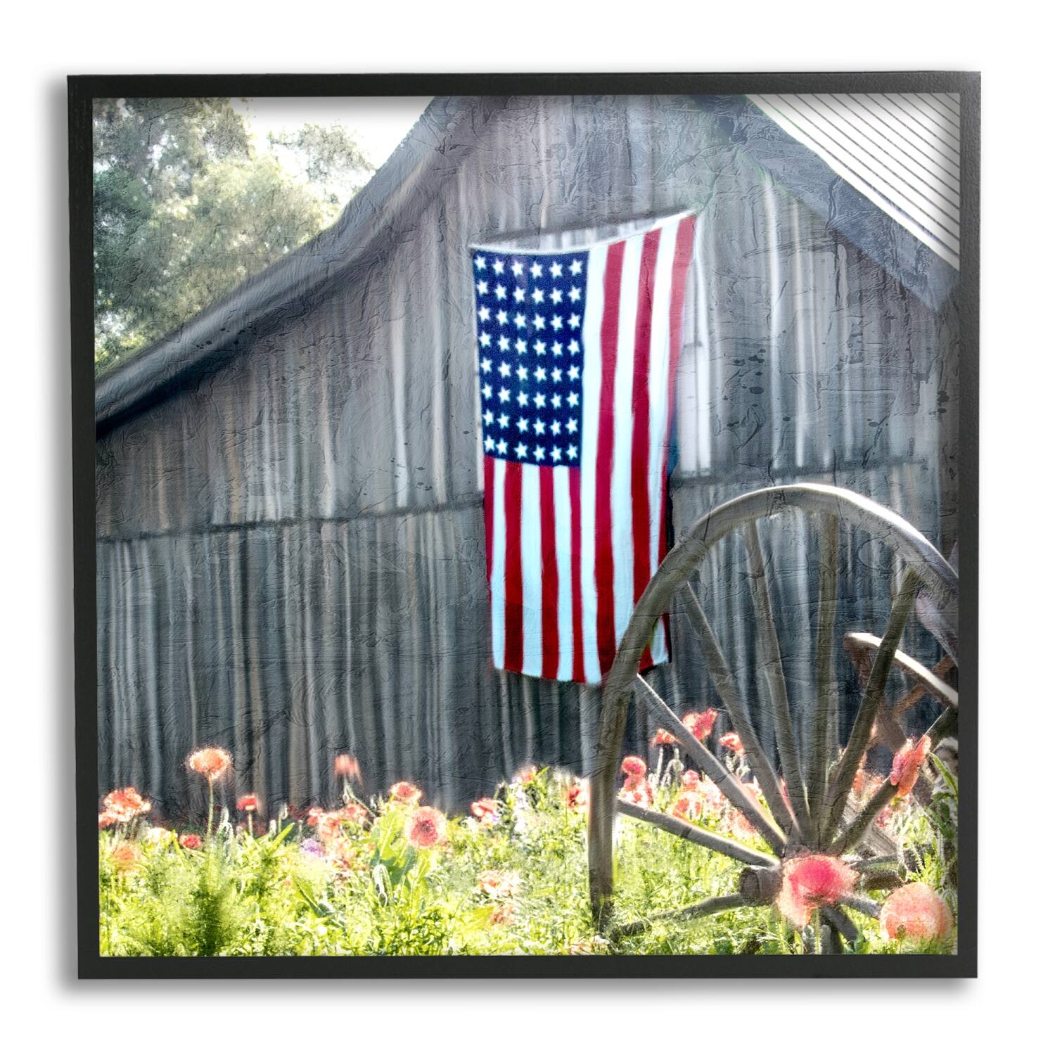 Stupell Industries Americana Barn Floral Farmland Framed Giclee Art