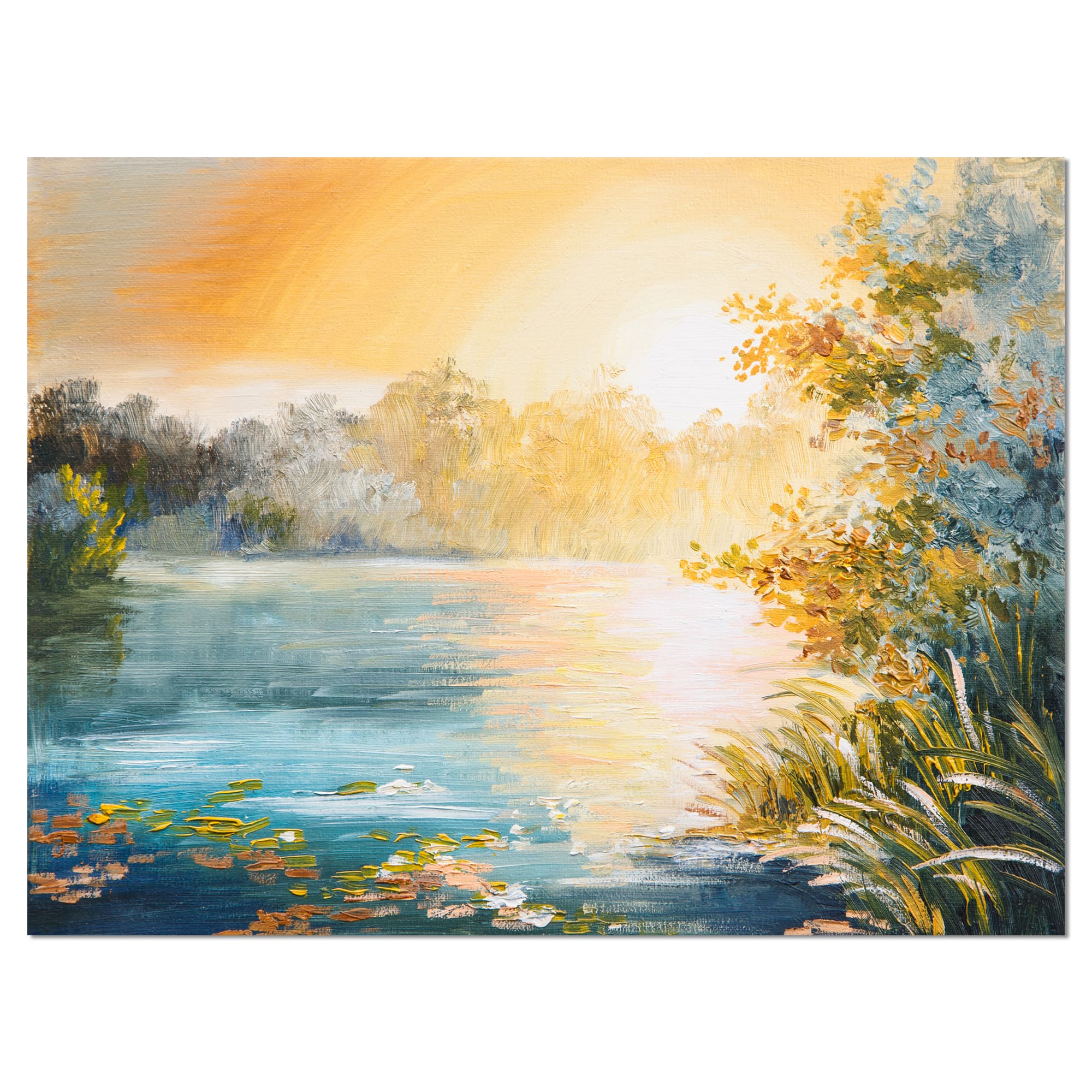 Designart - Sunset on the Lake - Landscape Art Print Canvas