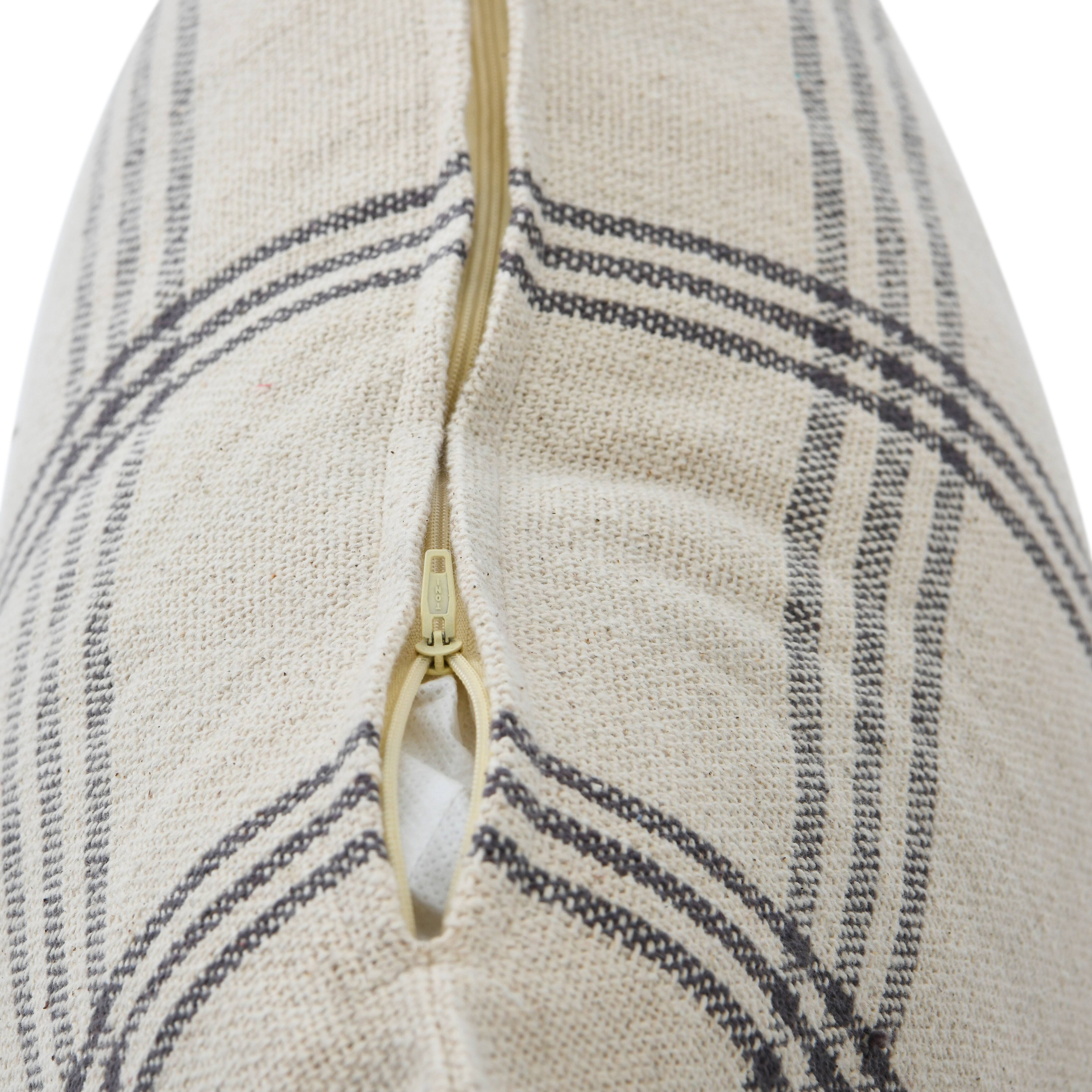 Hello Honey® 20'' Square Gray Plaid Cotton Pillow Cover