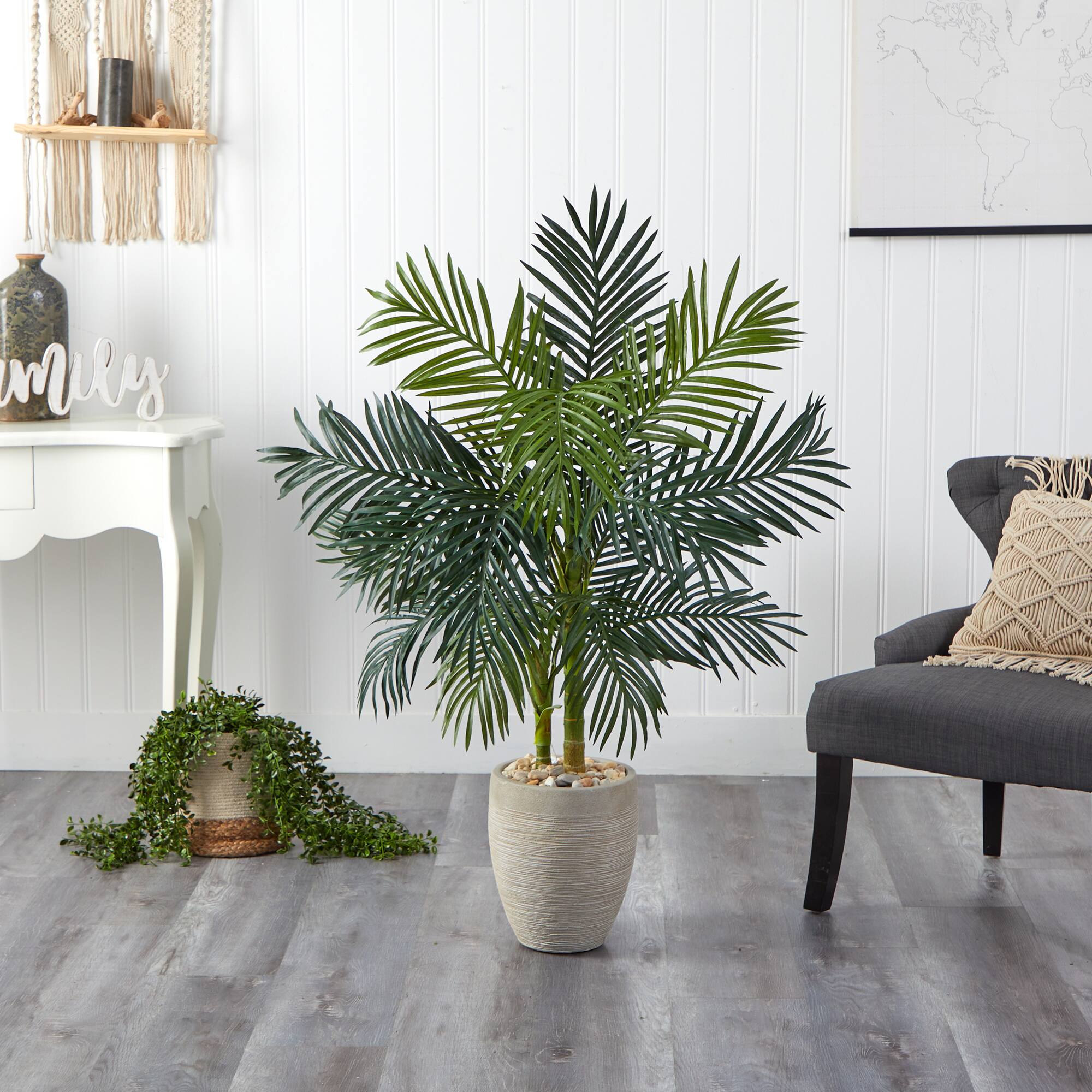4.5ft. Golden Cane Palm Tree in Oval Planter