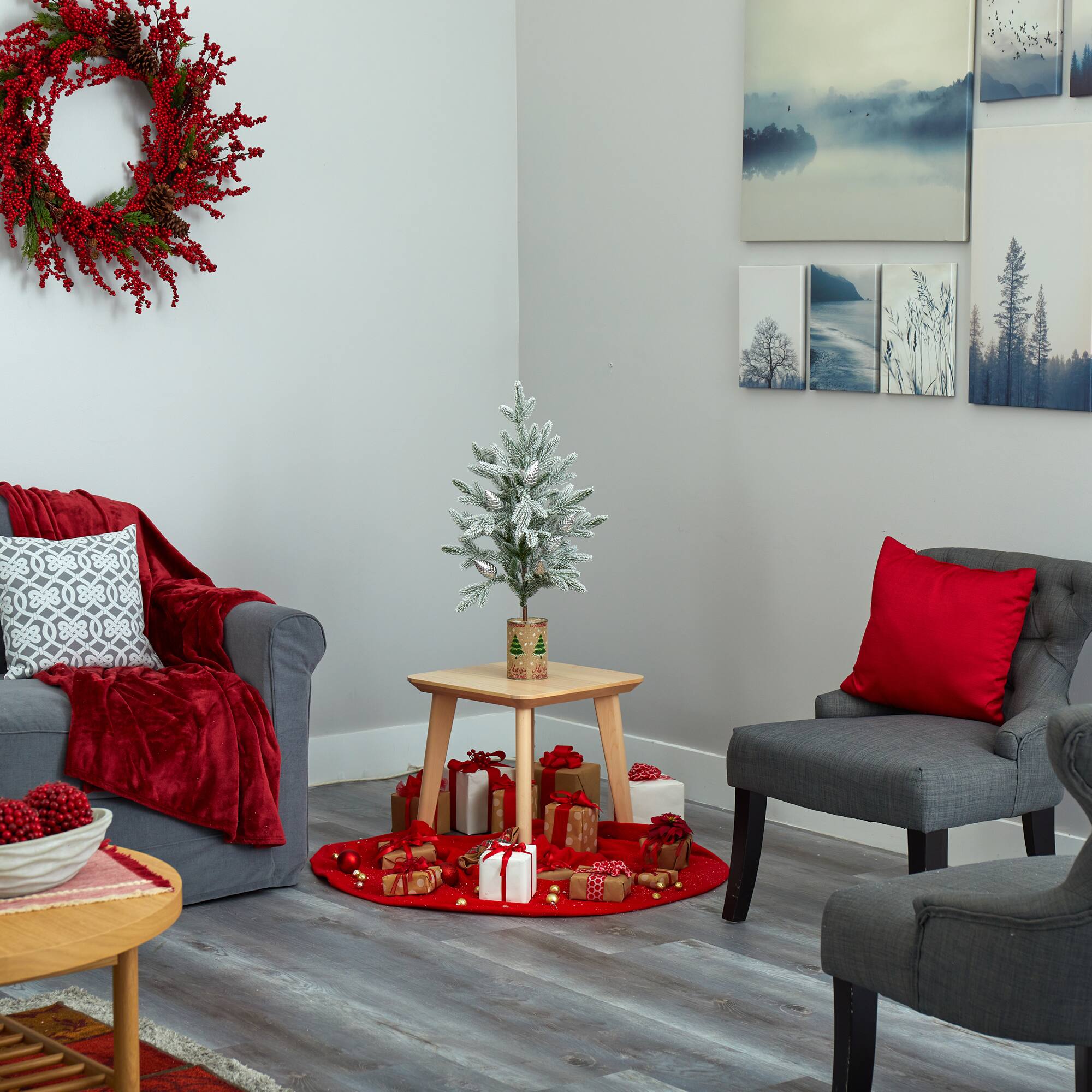 2.5ft. Unlit Flocked Christmas Artificial Christmas Tree