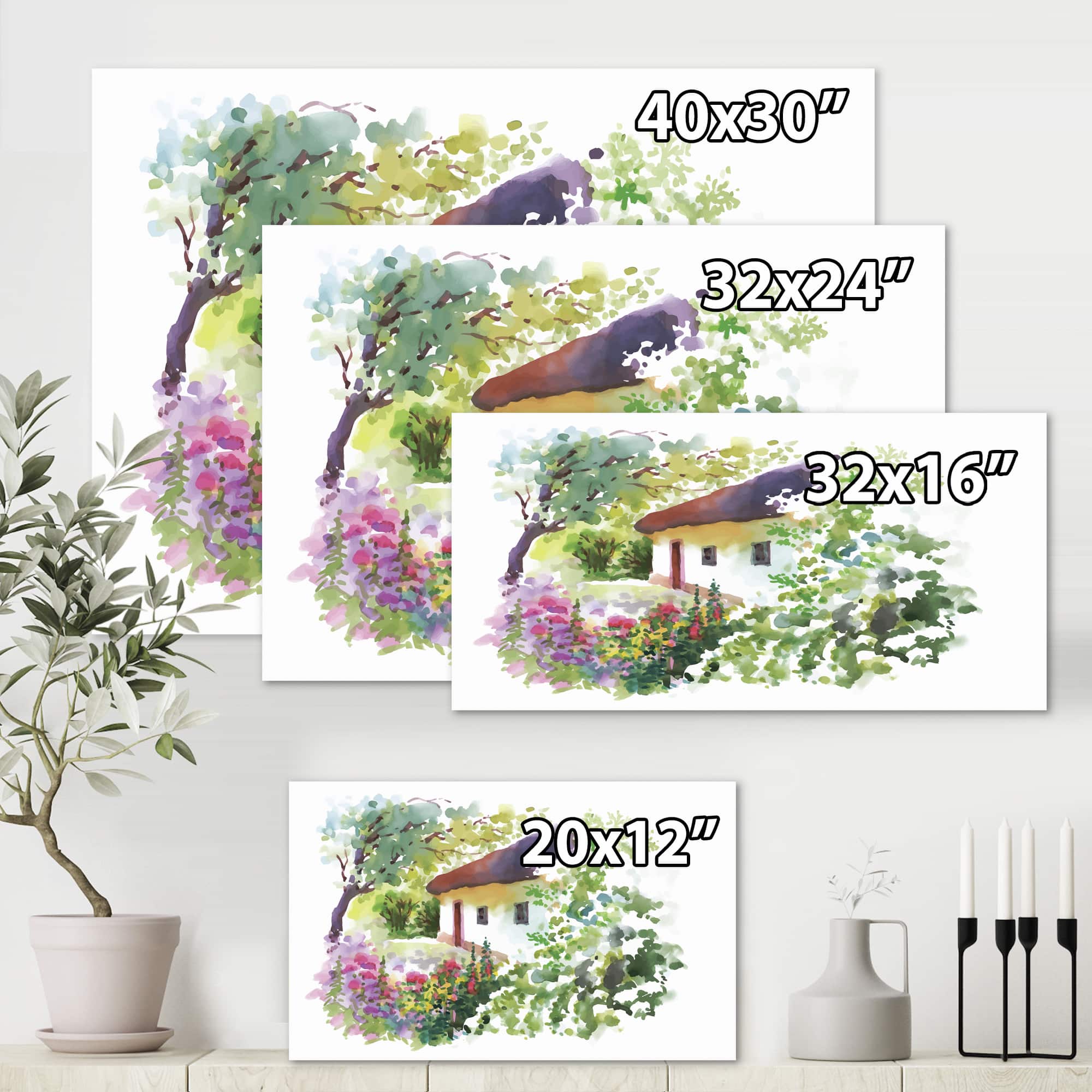 Designart - Rural Village On A Green Summer Day - Traditional Canvas Wall Art Print