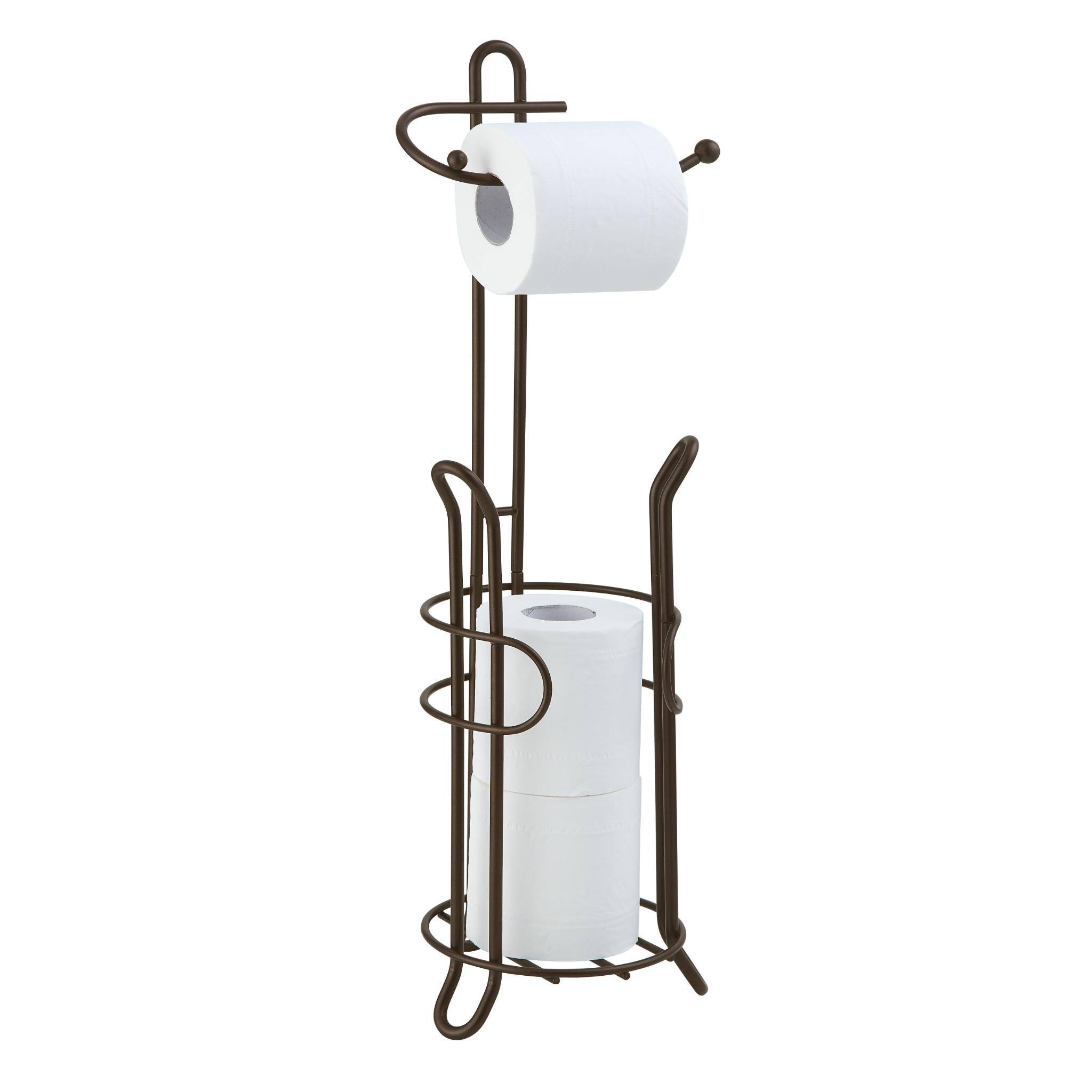 SunnyPoint 23.5&#x22; Bronze Bathroom Toilet Tissue Paper Roll Storage Holder Stand
