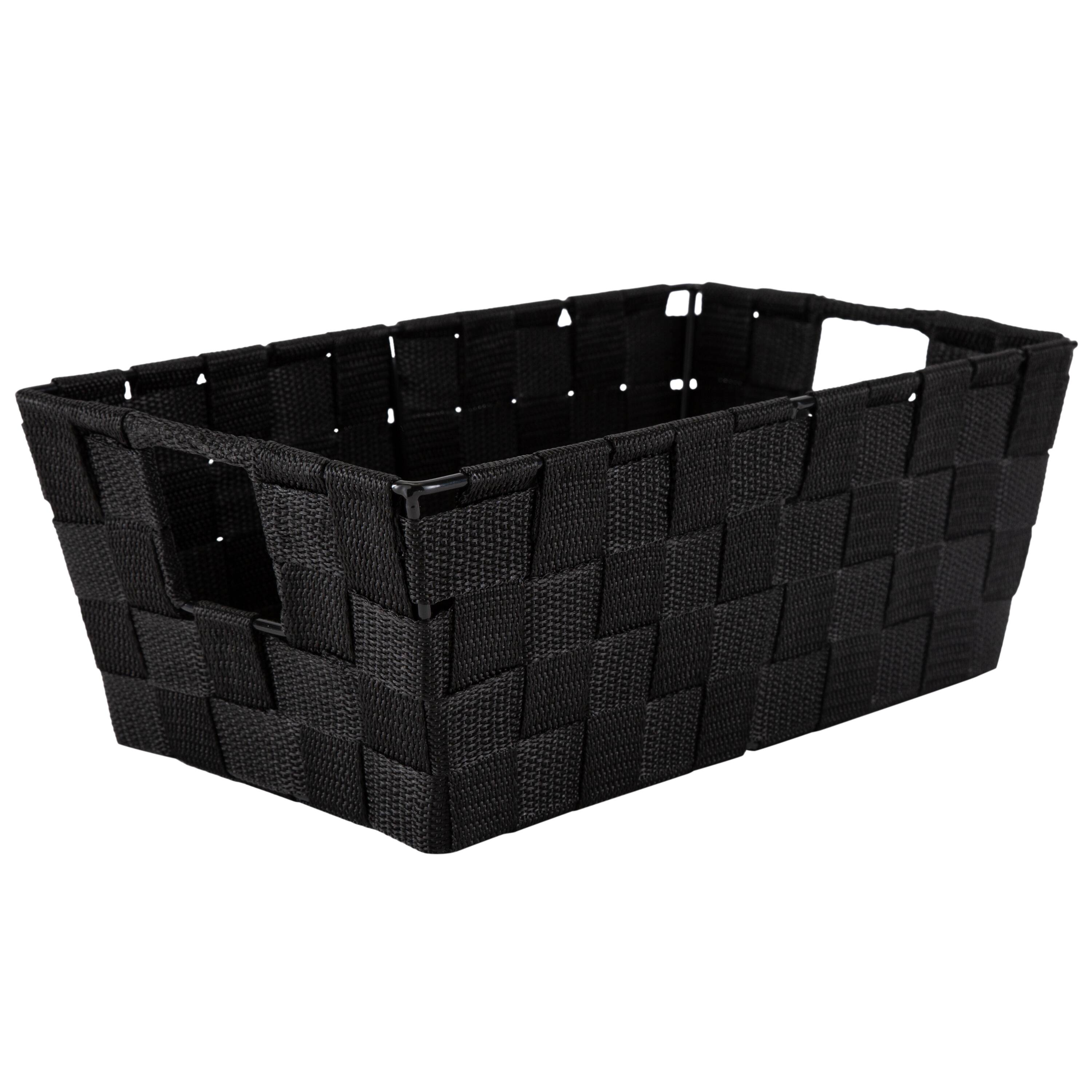 Simplify Small Black Woven Storage Shelf Baskets, 2ct.