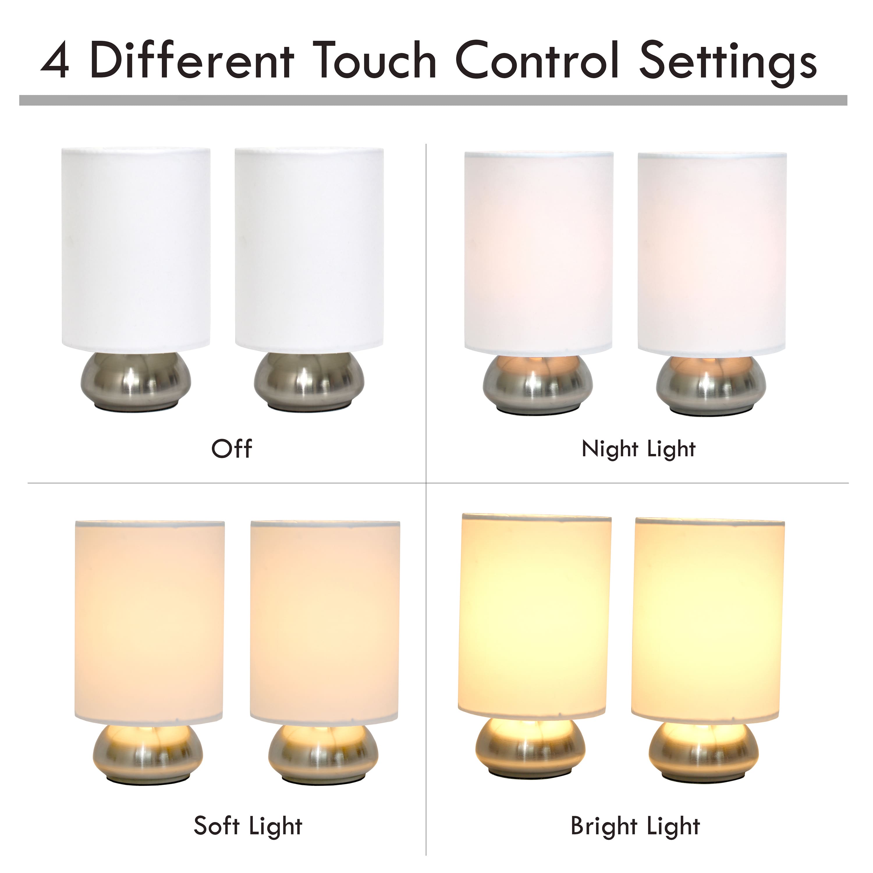 Simple Designs&#x2122; 2-Pack Mini Touch Lamps with Shades