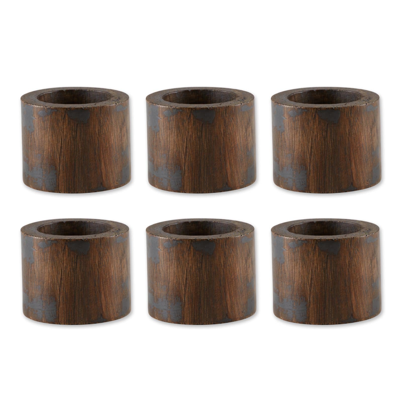 DII® Black Rub Finish Wood Band Napkin Rings, 6ct.