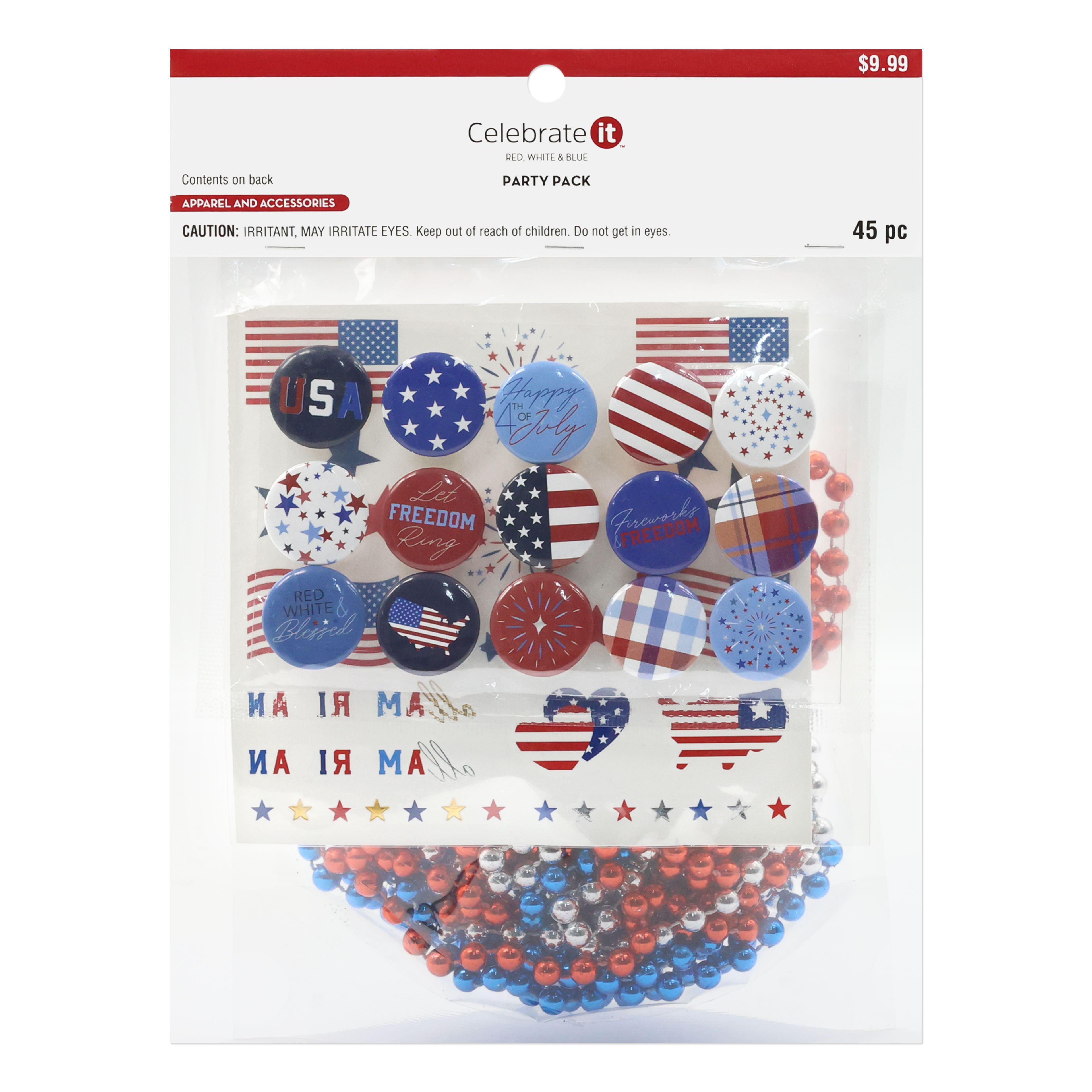 Red, White &#x26; Blue Patriotic Accessories Party Pack by Celebrate It&#x2122;