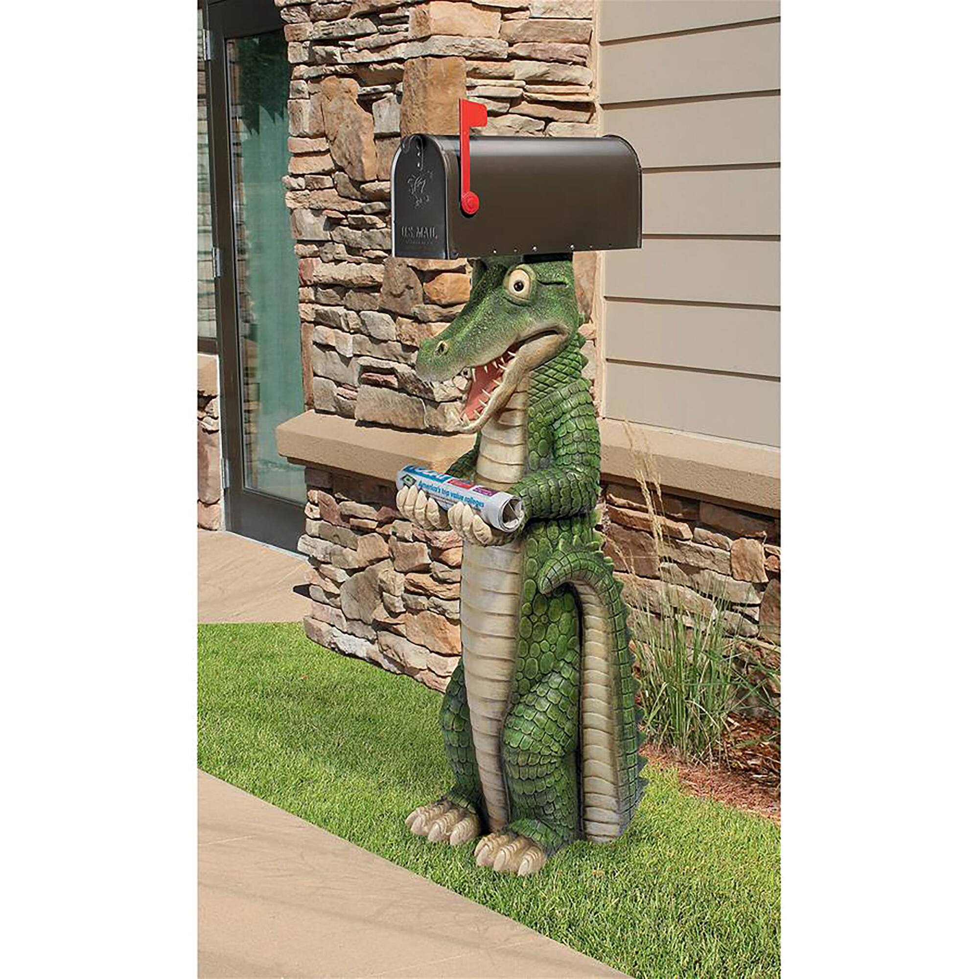 Design Toscano 43&#x22; Postal Gator Mail Post Sleeve Statue