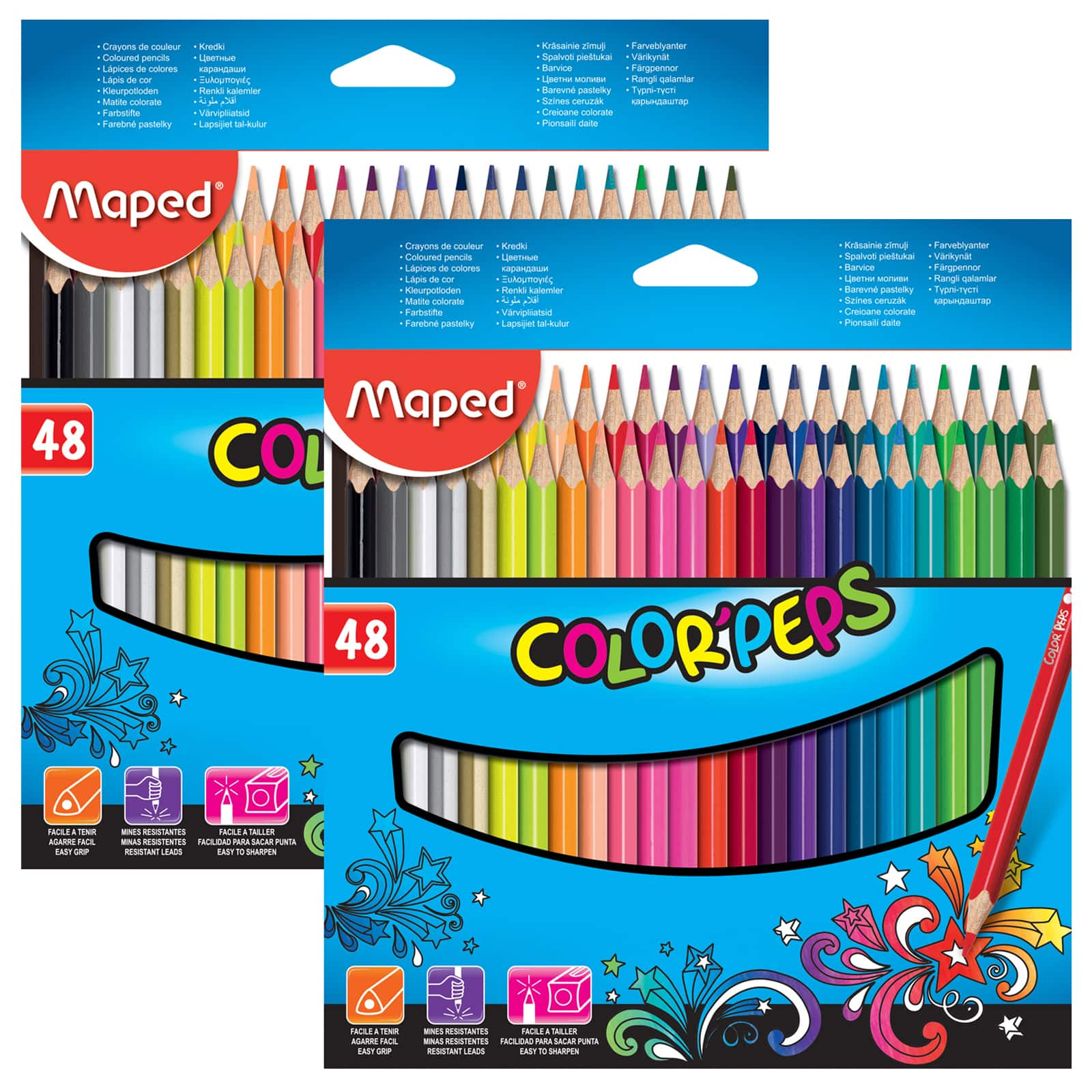 Maped® Color'Peps Triangular Colored Pencils, 2 Packs of 48