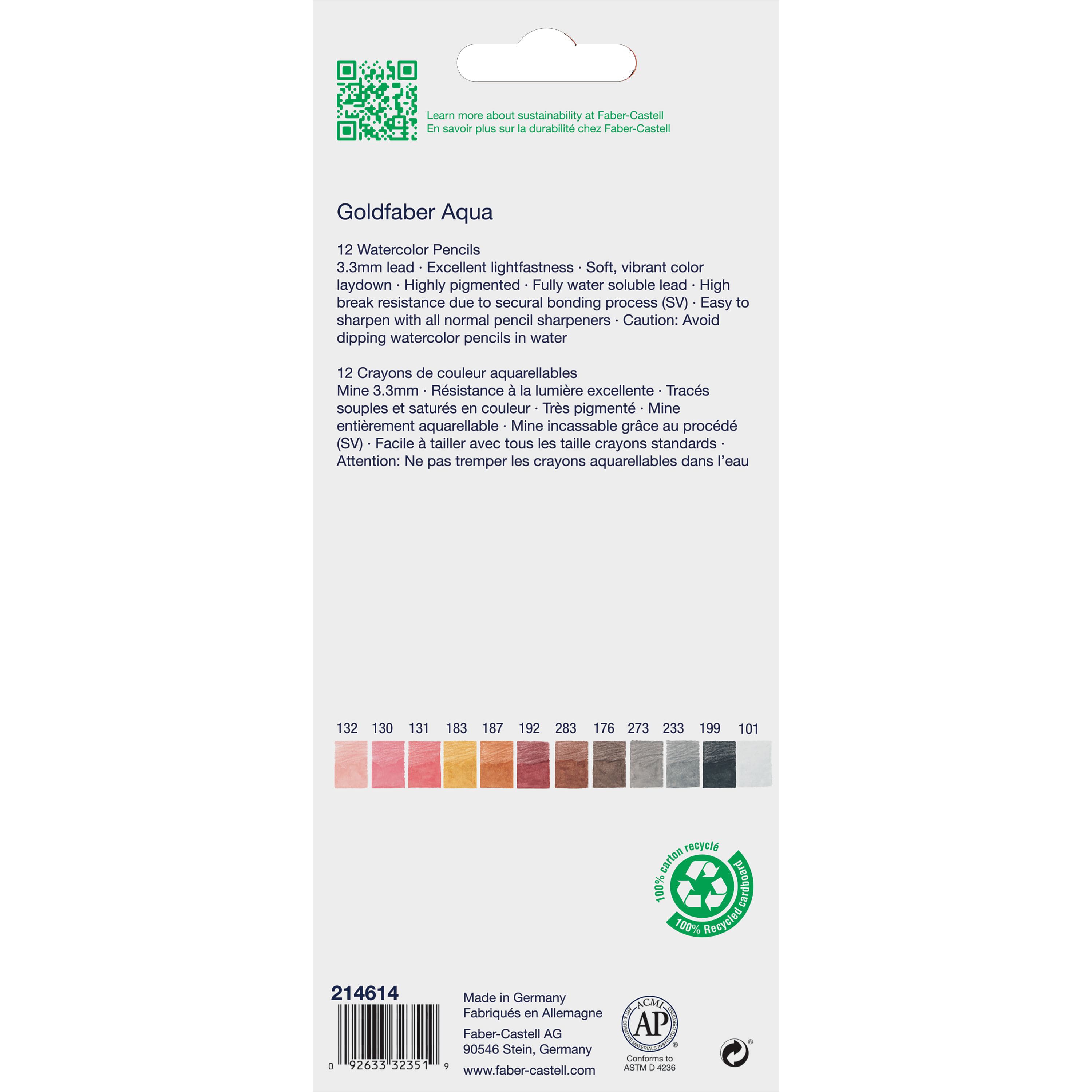 Faber-Castell&#xAE; Goldfaber Aqua 12 Color Skin Tone Watercolor Pencil Set