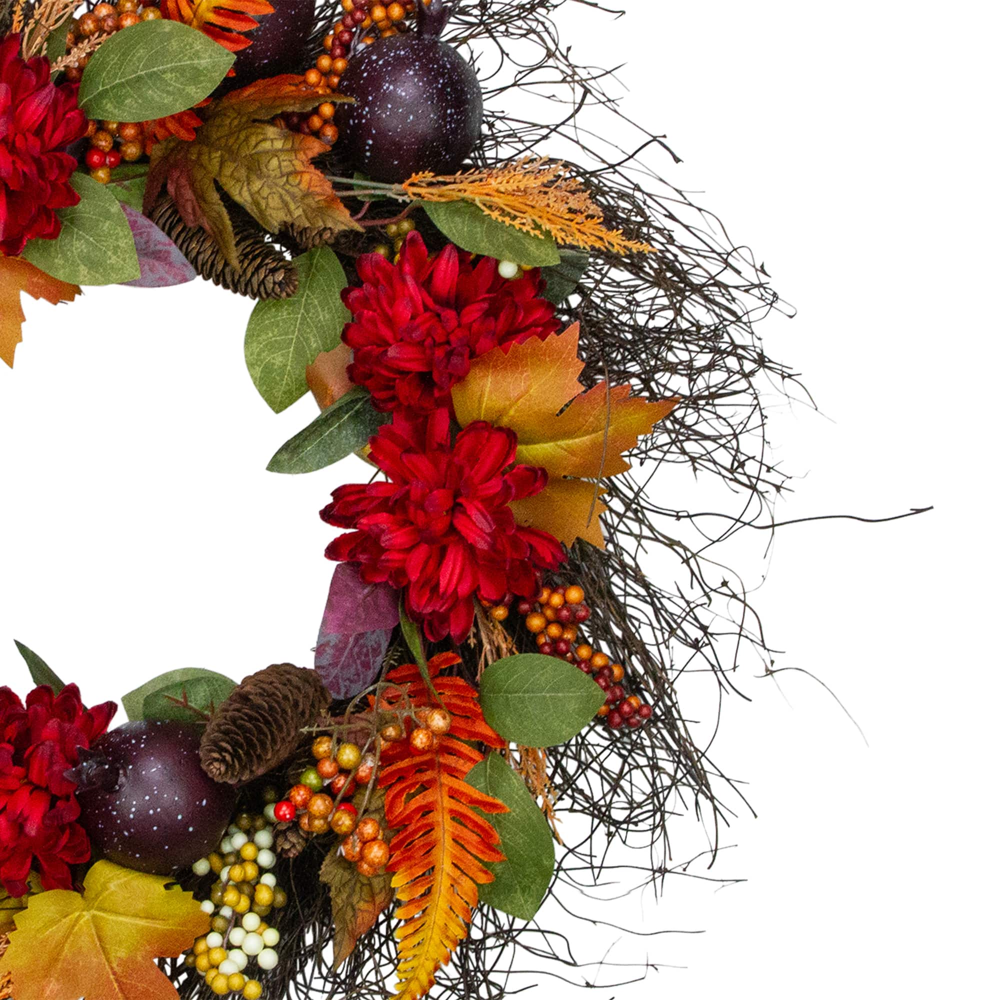 28&#x22; Mums &#x26; Pomegranates Fall Harvest Floral Wreath
