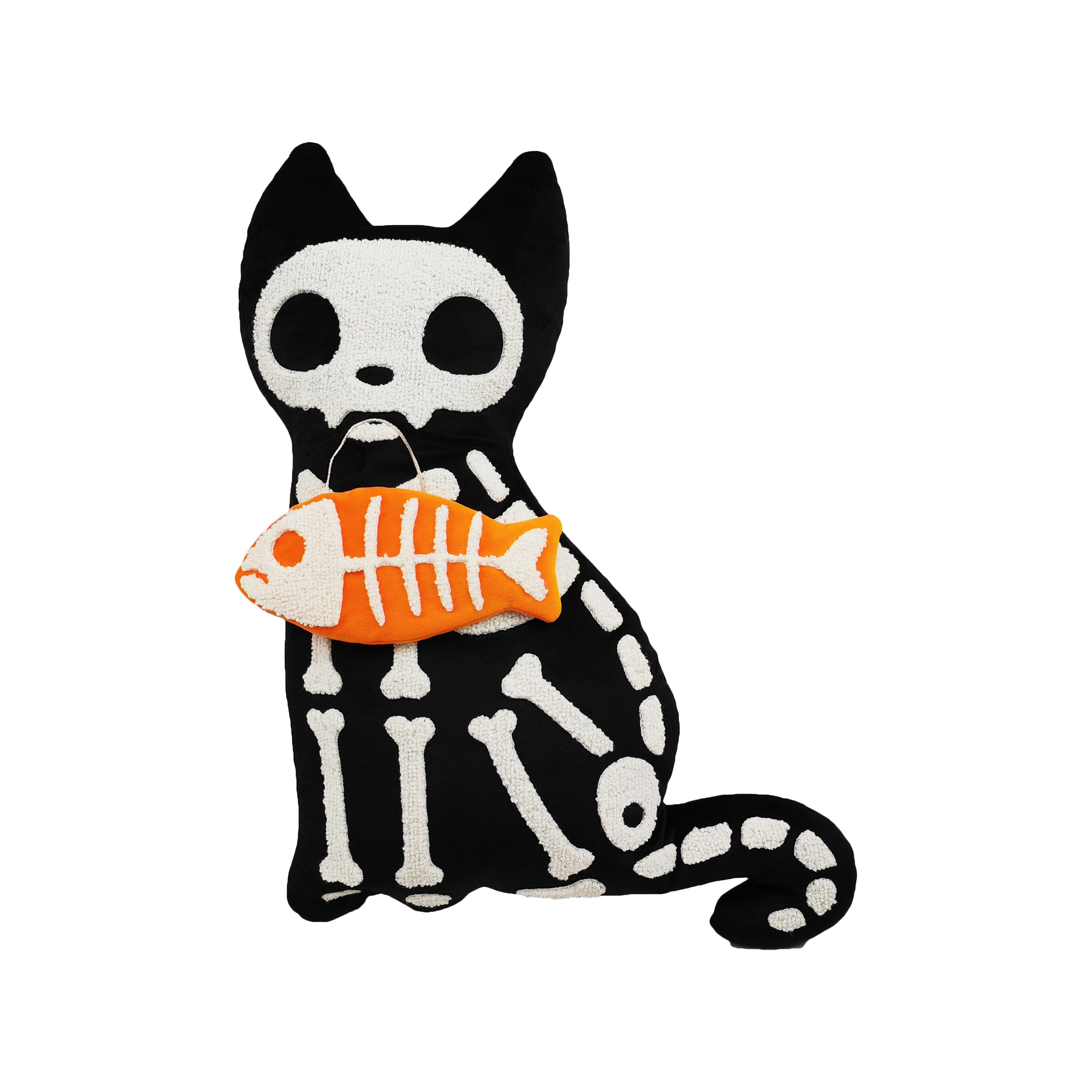 Halloween Skeleton Cat with Fish Pillow by Ashland&#xAE;