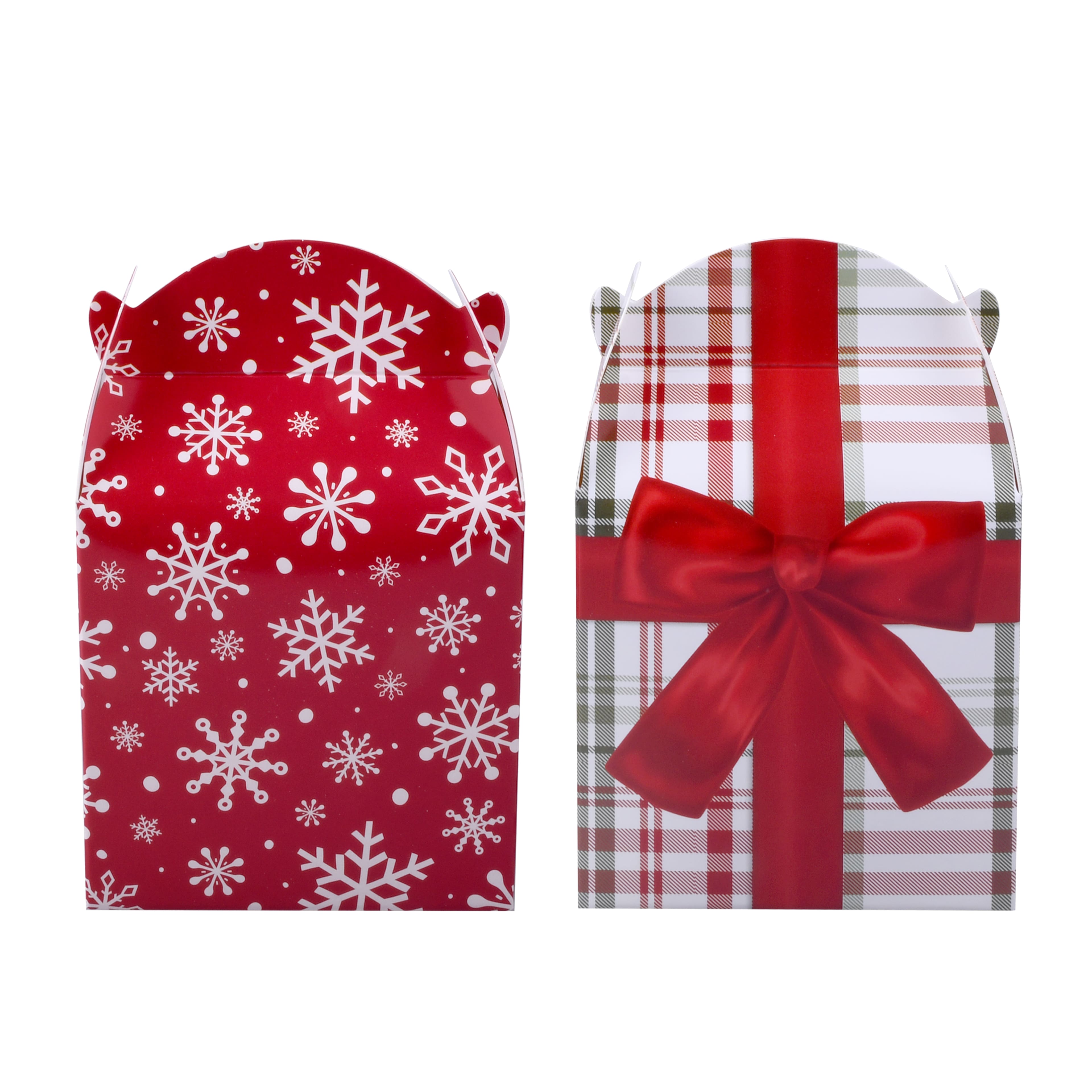 5&#x22; Snowflake &#x26; Plaid Treat Boxes by Celebrate It&#xAE;