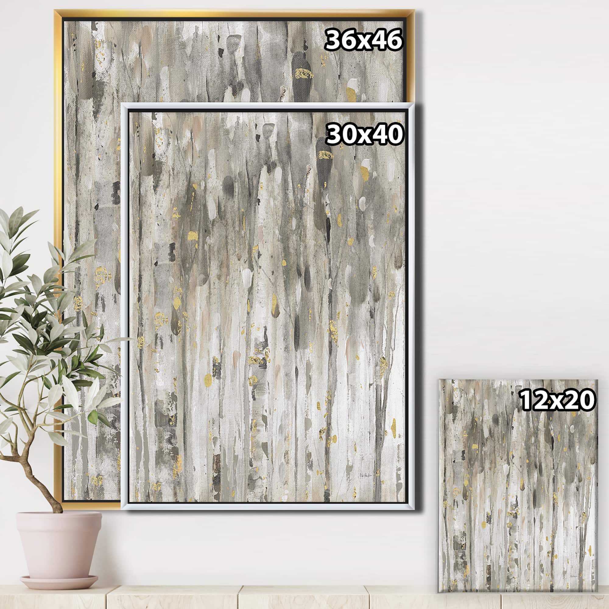 Designart - The Modern Grey Forest III - Farmhouse Canvas in Gold Frame