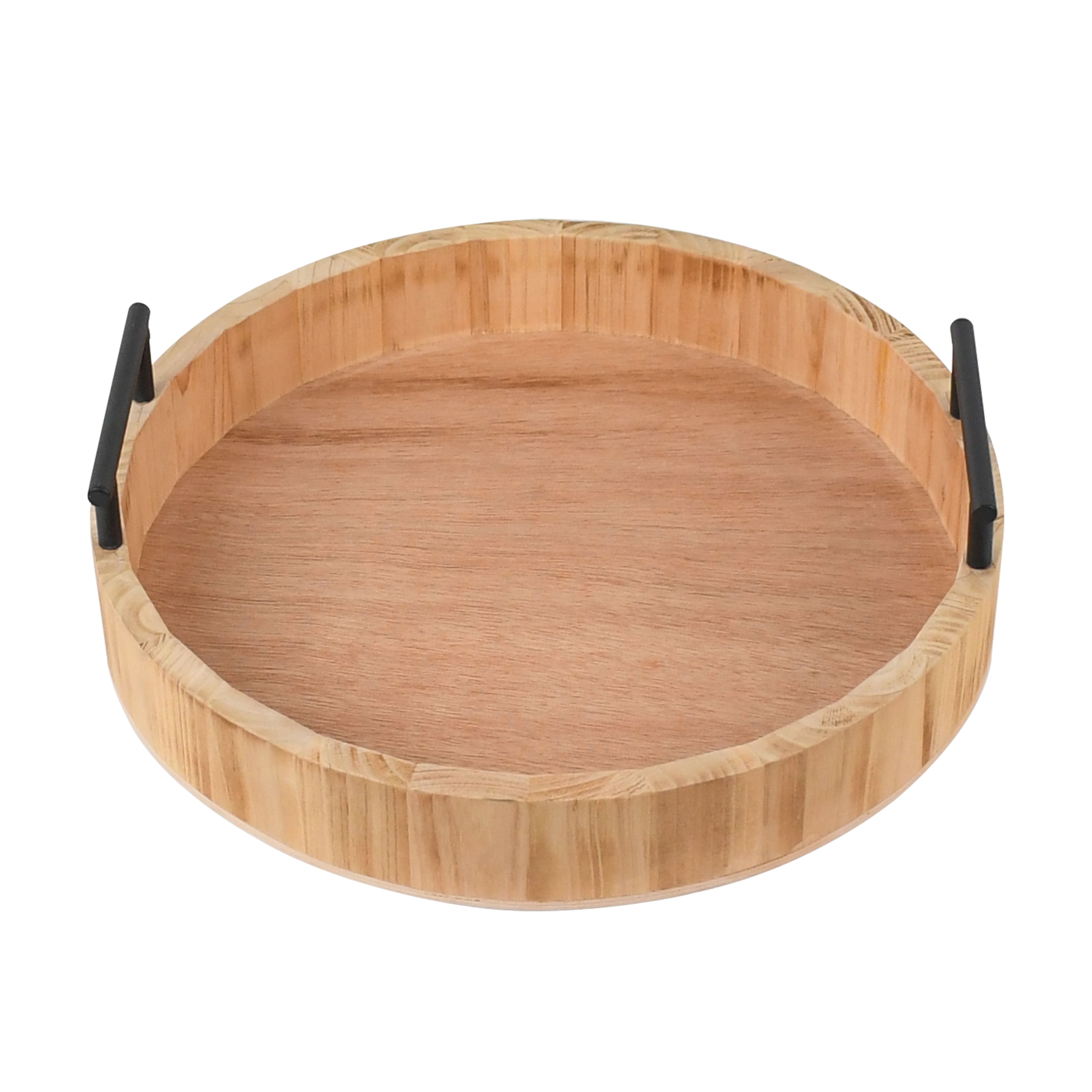 12" Round Wood Tray with Handles by Ashland®