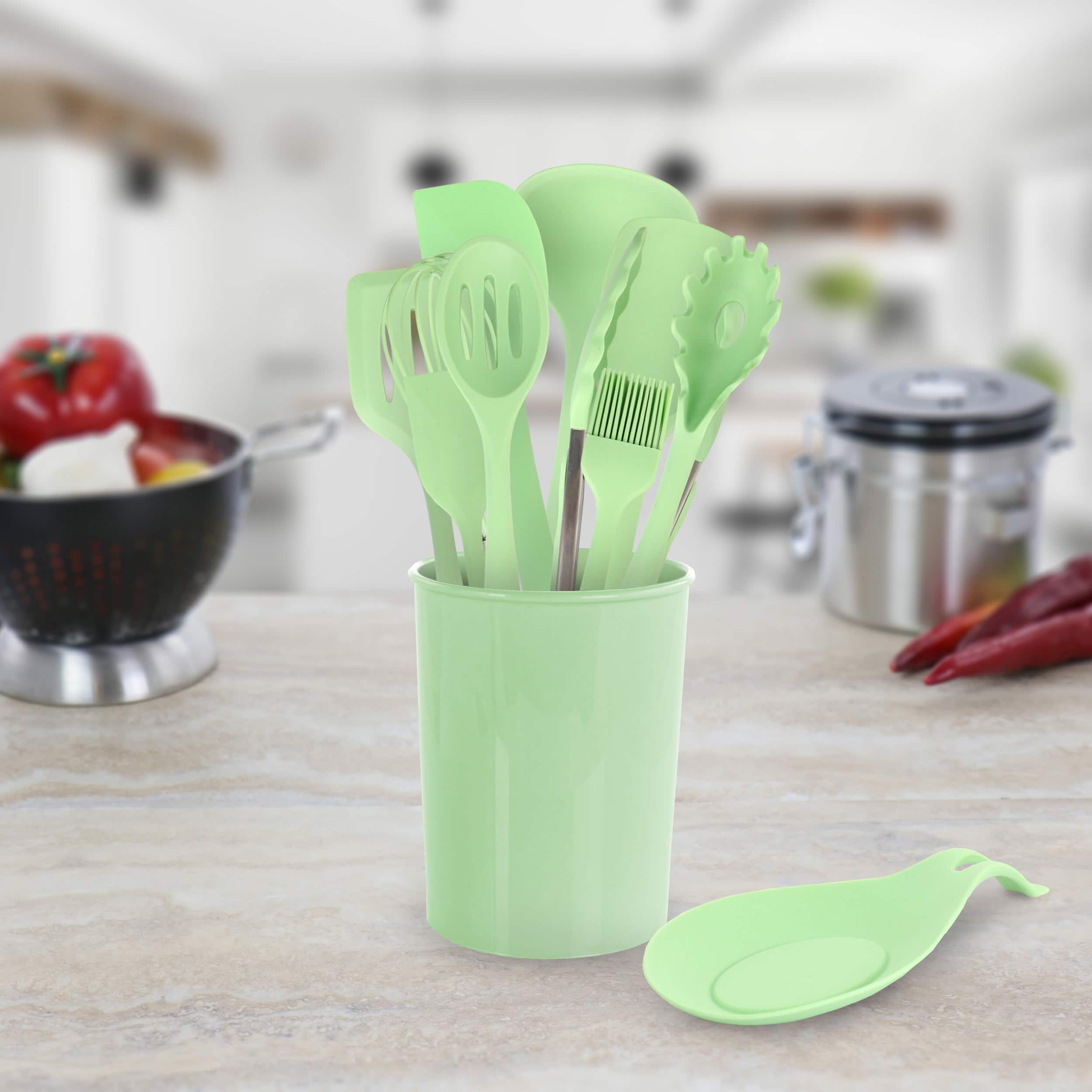 MegaChef Mint Green Silicone Cooking Utensils Set, 12ct.