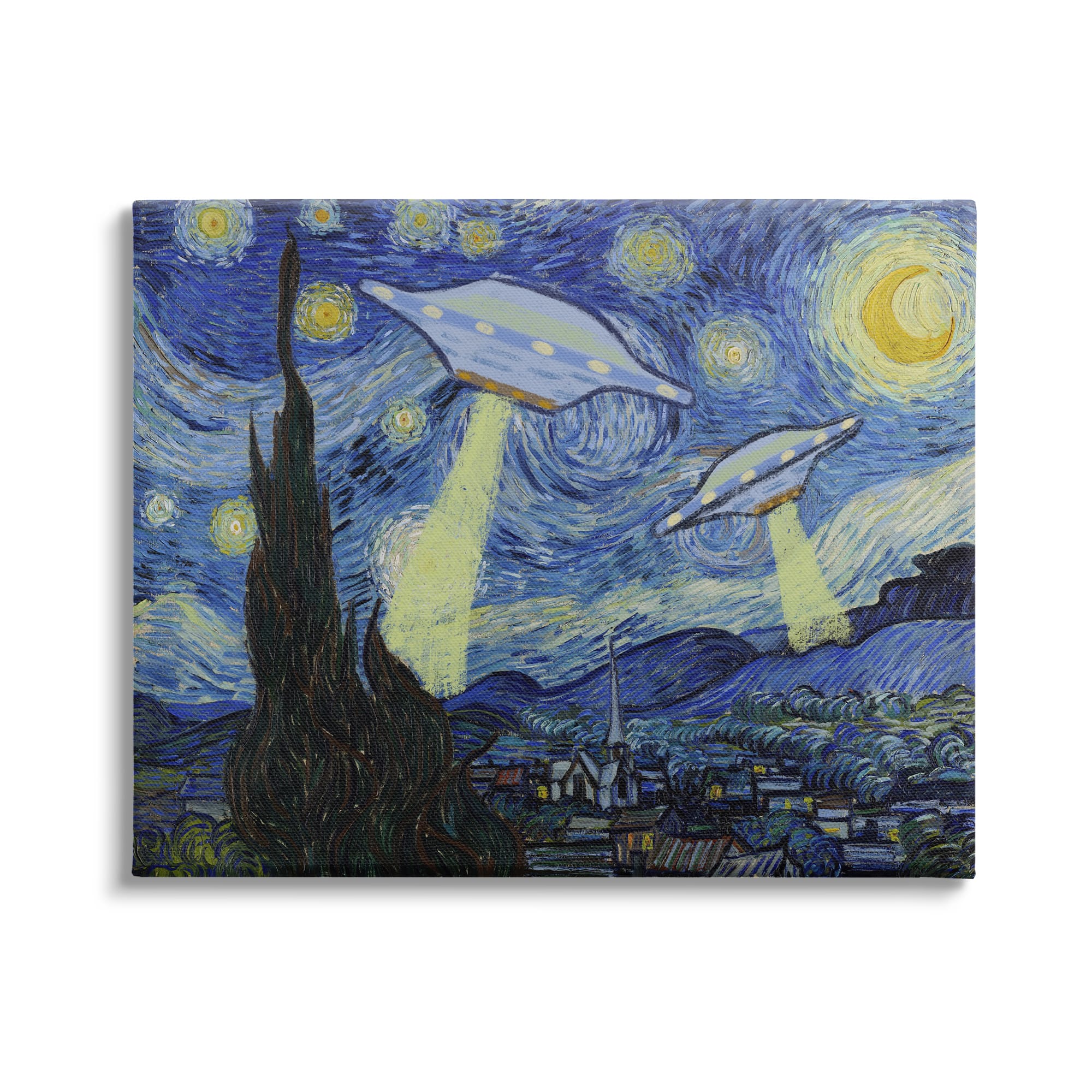 Stupell Industries Starry Night Classic Alien UFOs Canvas Wall Art