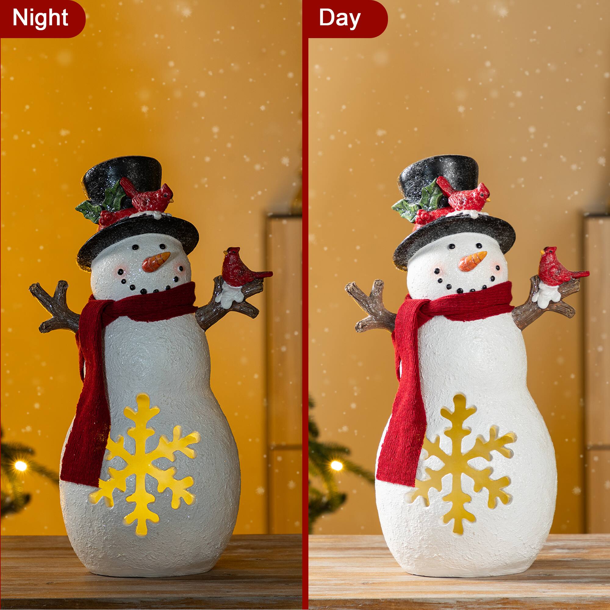 Glitzhome&#xAE; 15&#x22; Christmas Lighted Resin Snowman Table Decor