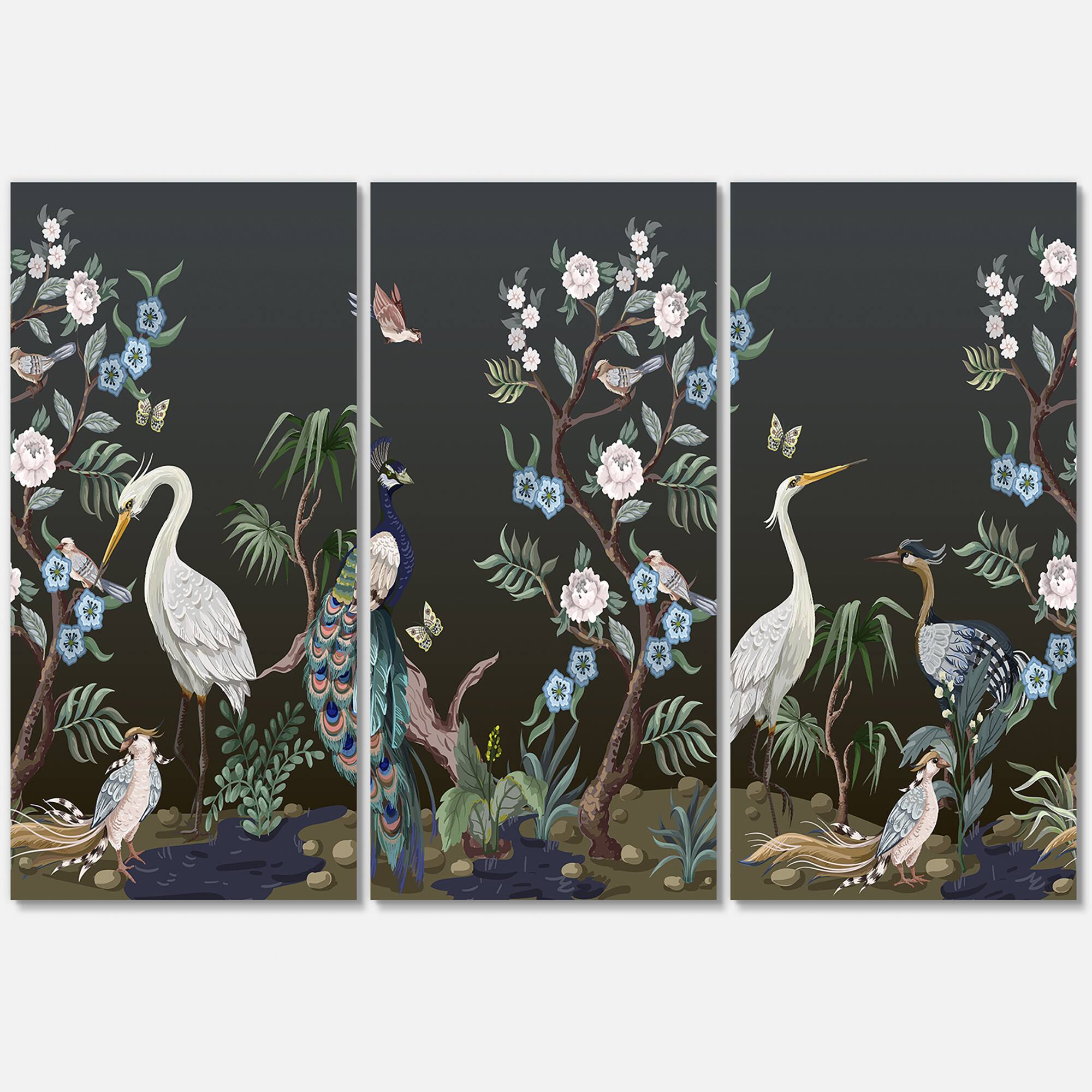 Designart - Chinoiserie With Birds and Peonies IV