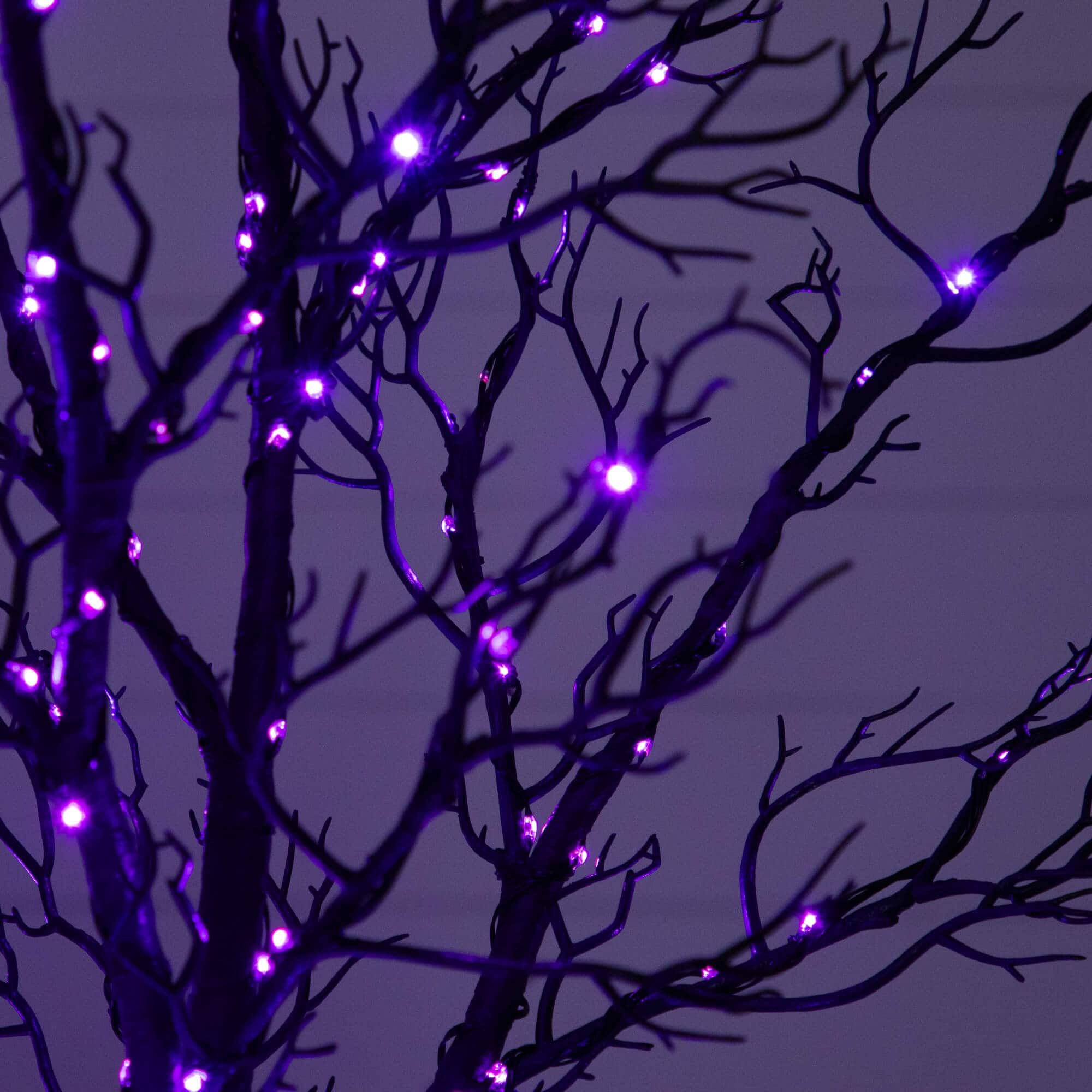 7ft. Pre-Lit Halloween Minimalist Twig Artificial Fall Tree with 400 Orange & Purple LED Lights