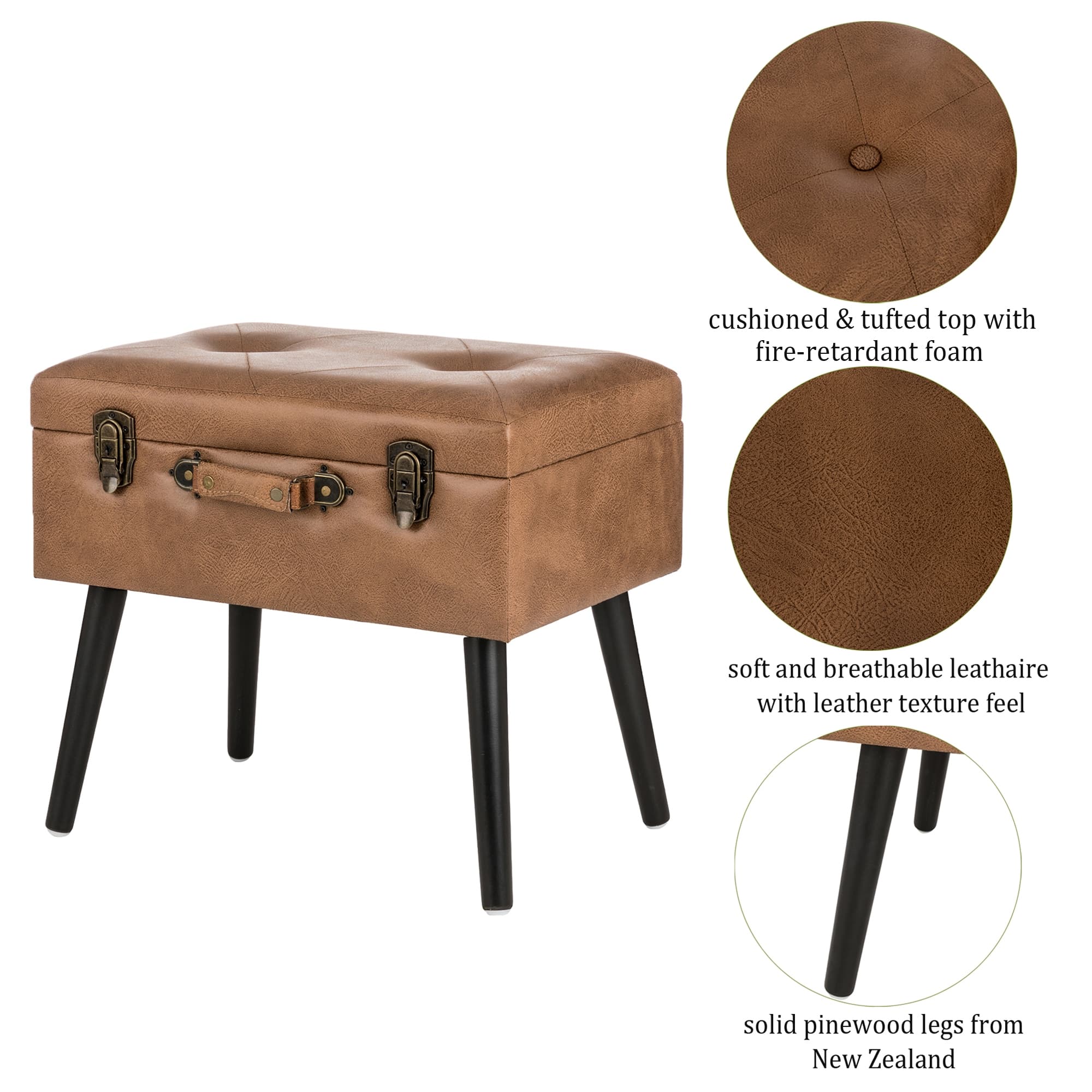 Glitzhome&#xAE; Leatherette Upholstered Storage Stool