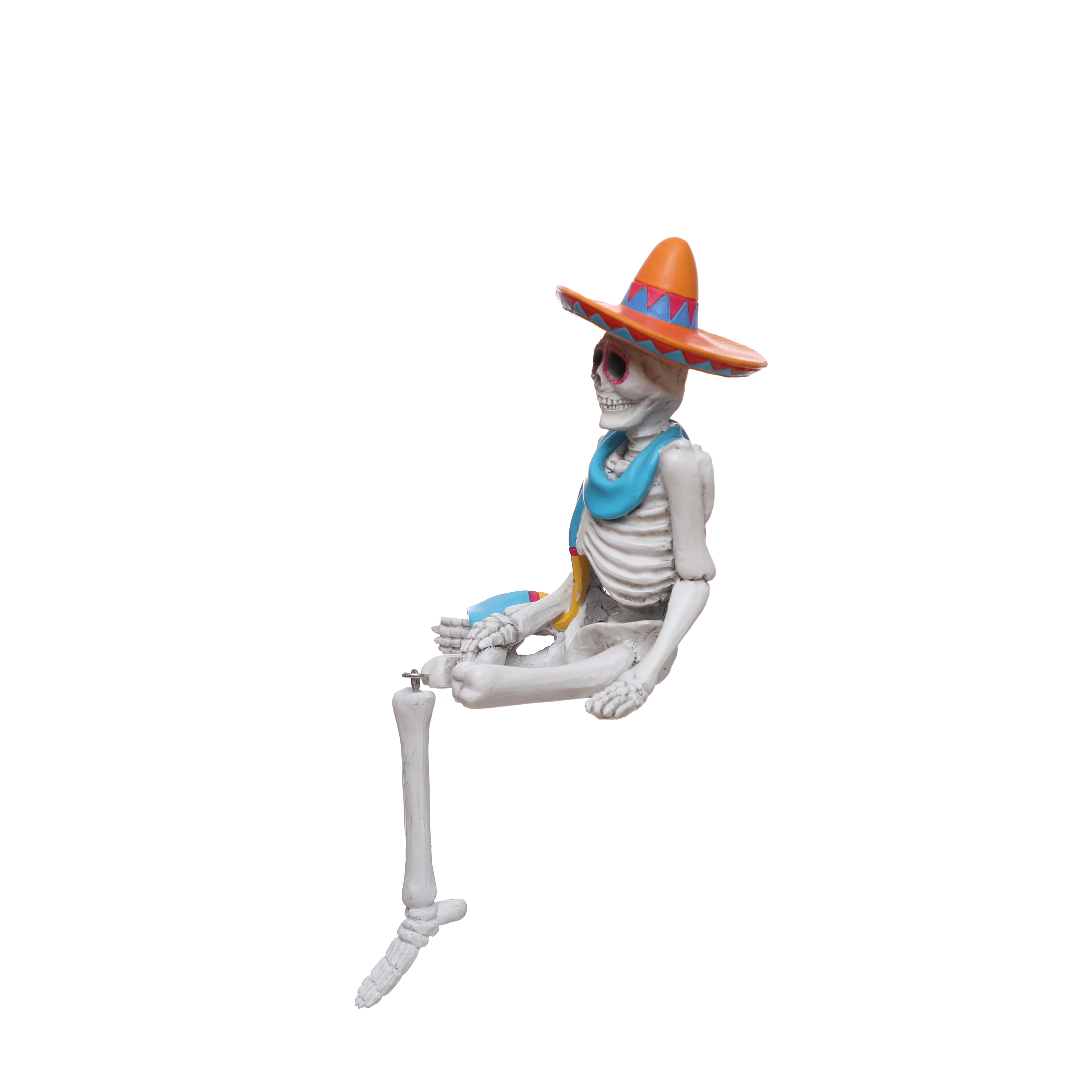 9&#x22; Day of the Dead Sitting Skeleton with Sombrero Tabletop D&#xE9;cor by Ashland&#xAE;