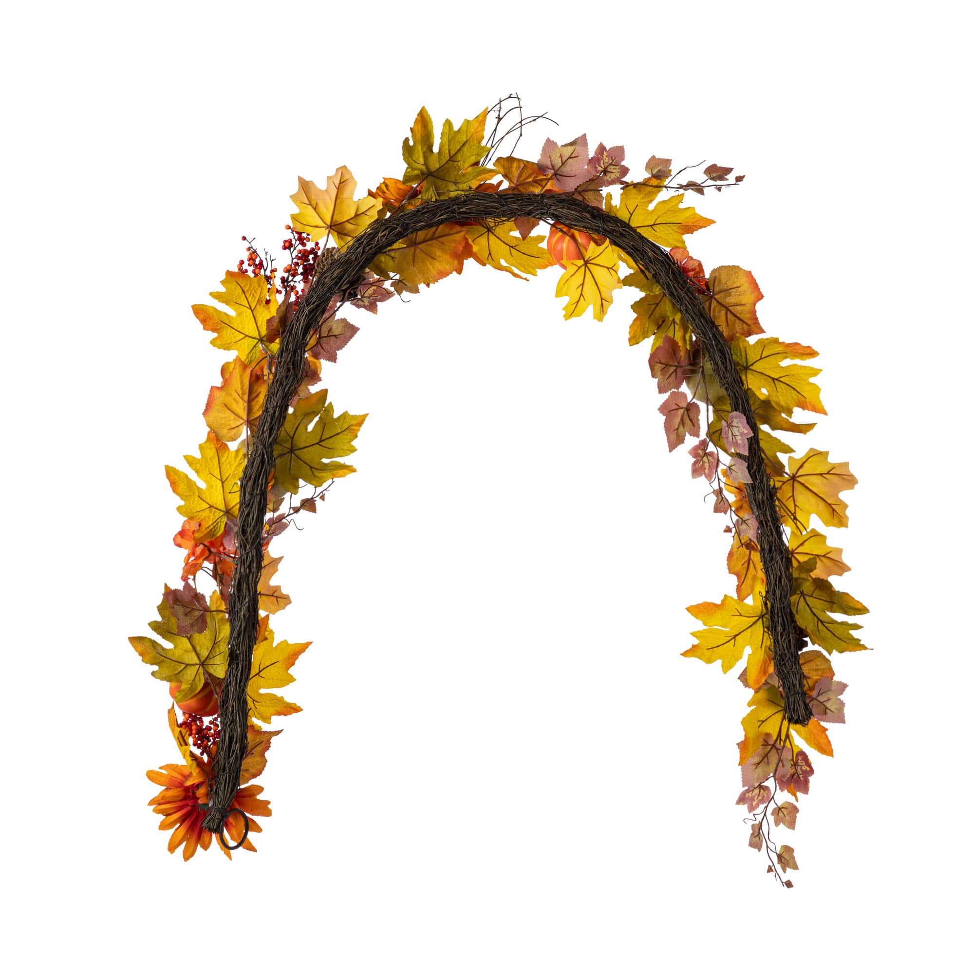 Glitzhome&#xAE; 72&#x22; Fall Dahlia Pumpkin, Leaf and Berry Garland